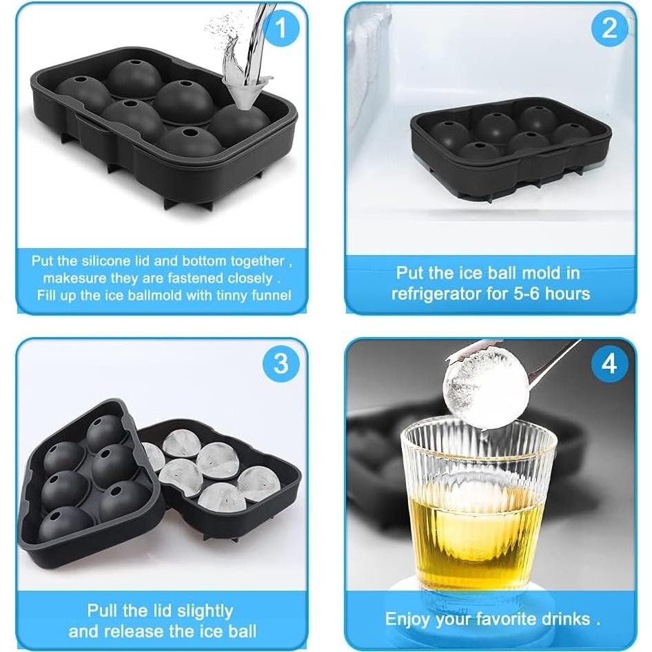 Molde de Hielo Redondo DOXISHRUKY de Silicona 6 bolas 4.5cm