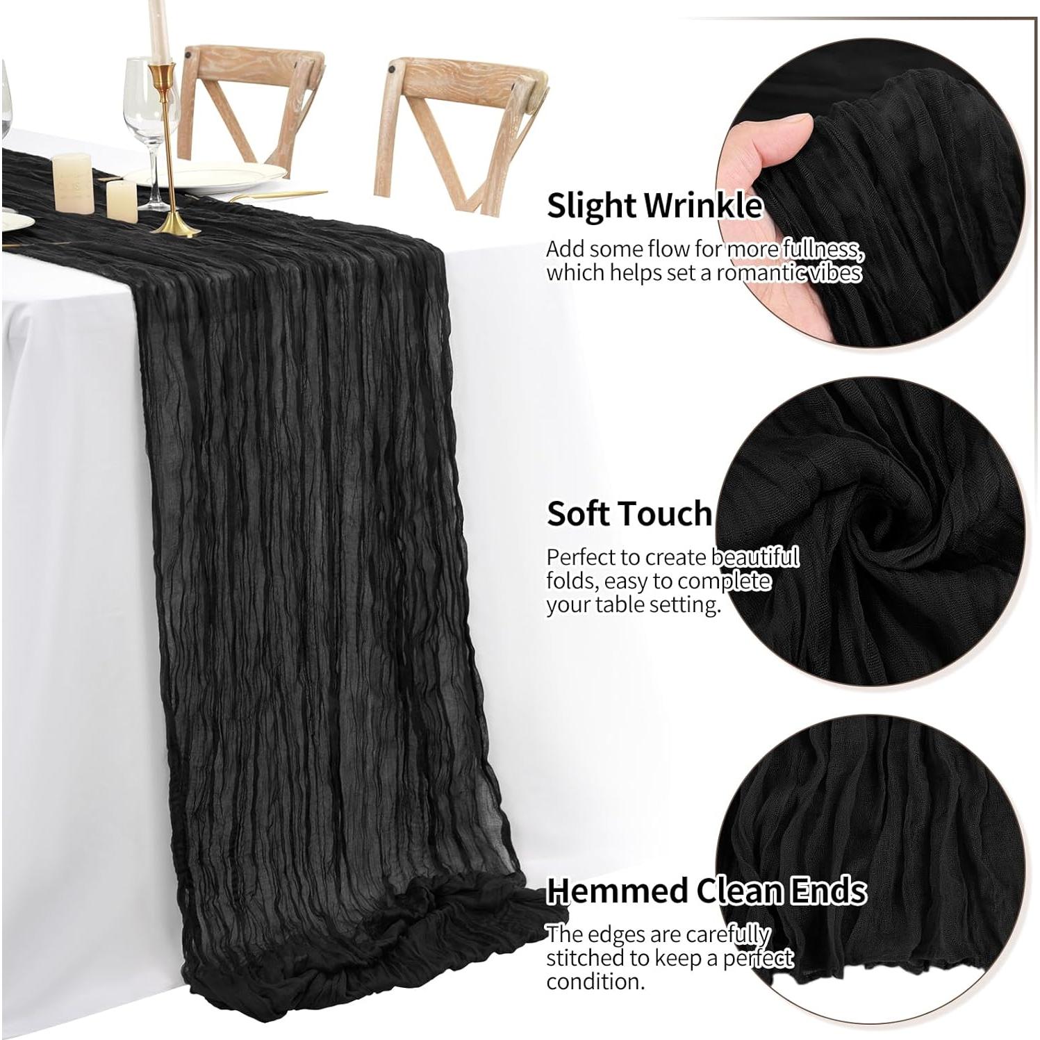 Camino de Mesa de Gasa Negra 16 Piezas 50.8x177.8 cm