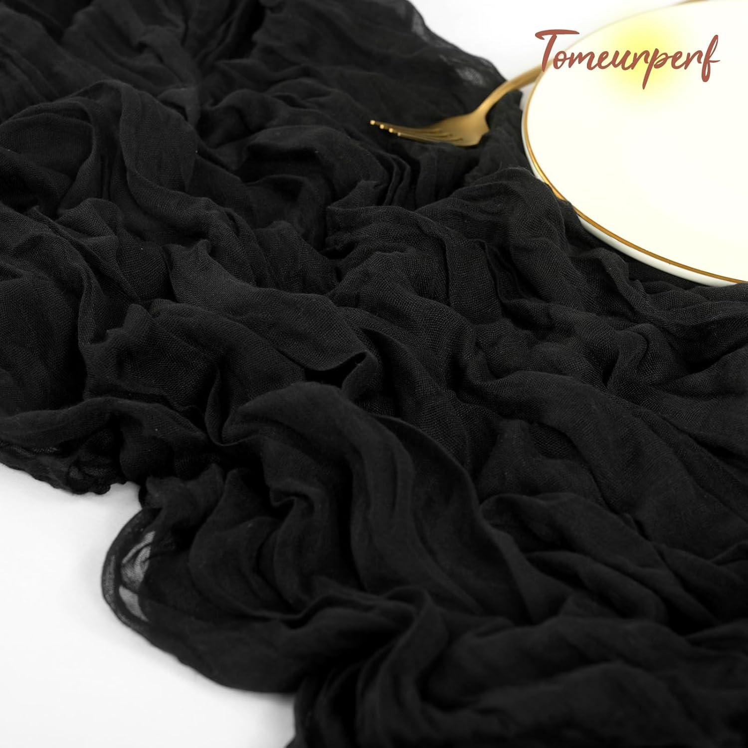 Camino de Mesa de Gasa Negra 16 Piezas 50.8x177.8 cm