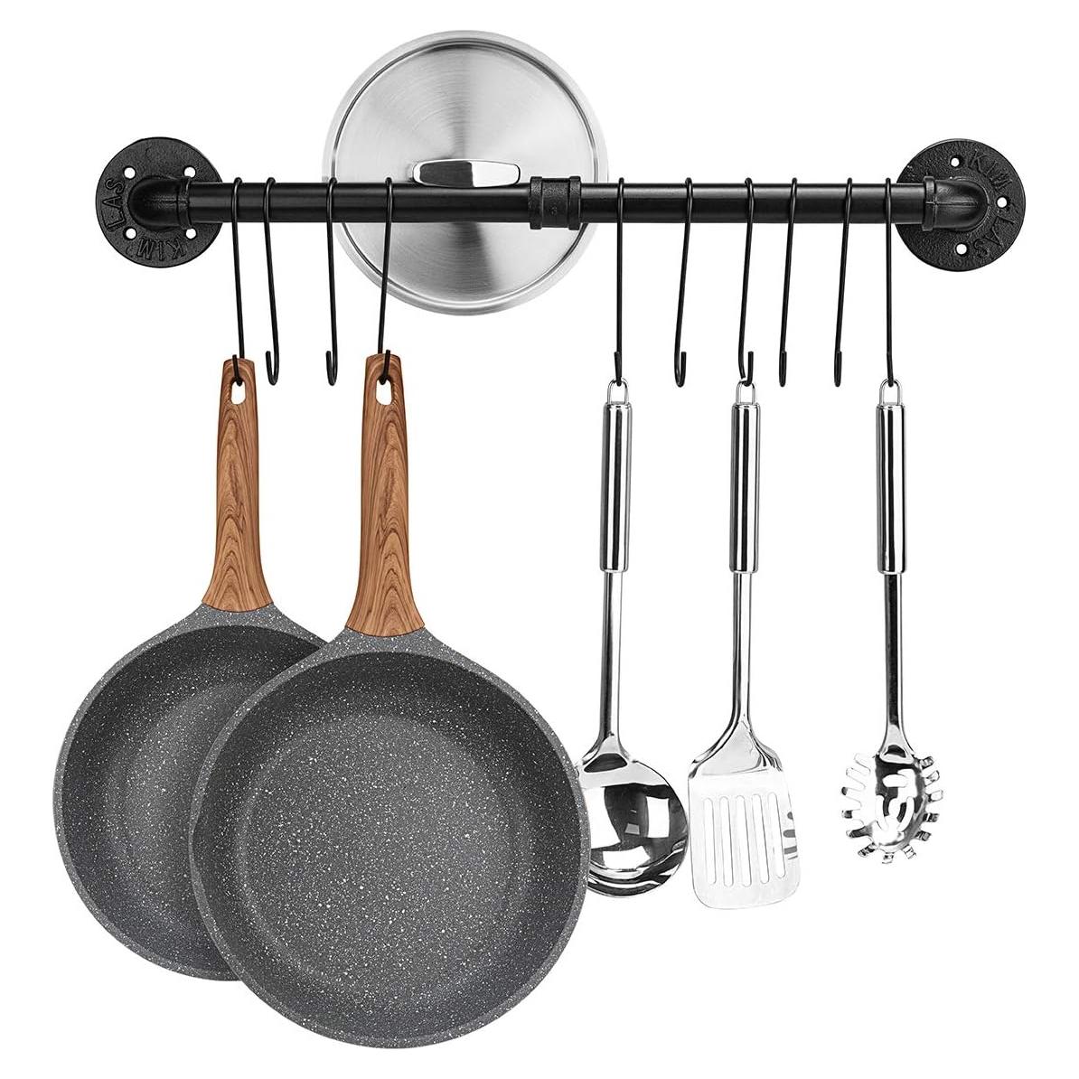 Estante Colgante para Ollas Toplife 60.2 cm Negro con 10 Ganchos