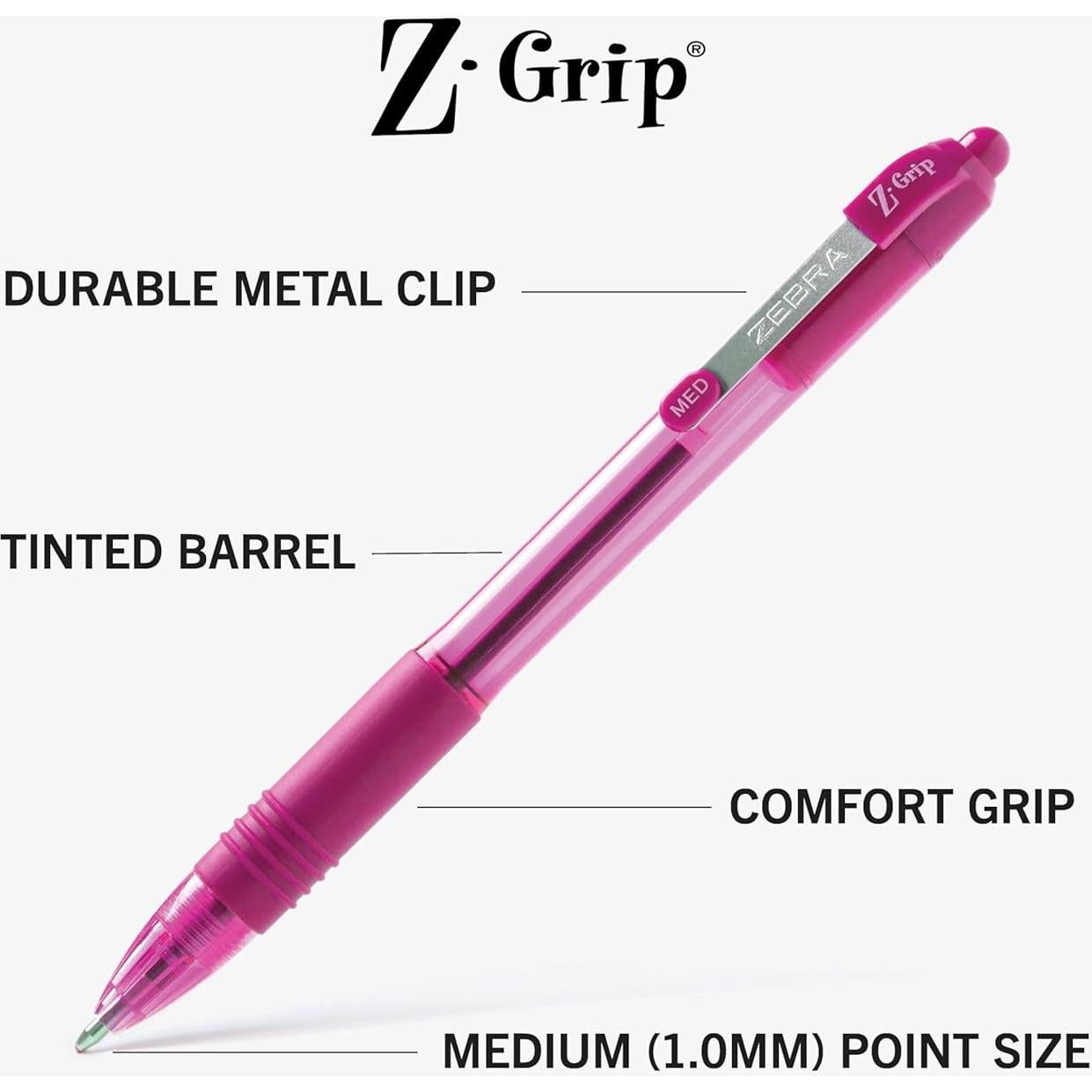 Bolígrafo retráctil Zebra Pen Z-Grip, 1.0mm, 7 colores surtidos