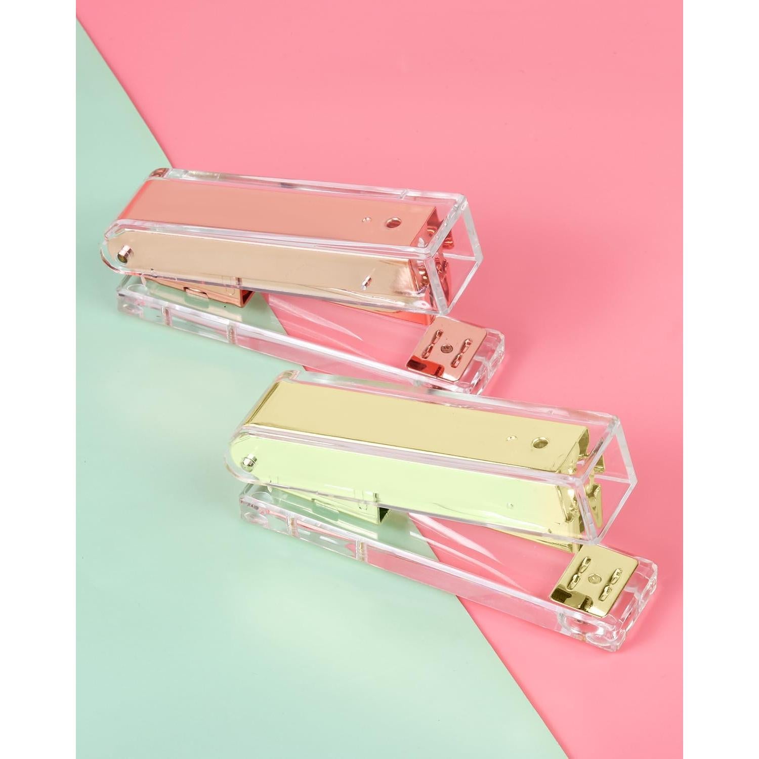 Grapadora Acrílica Transparente Honagu Dorado - Accesorio de Oficina