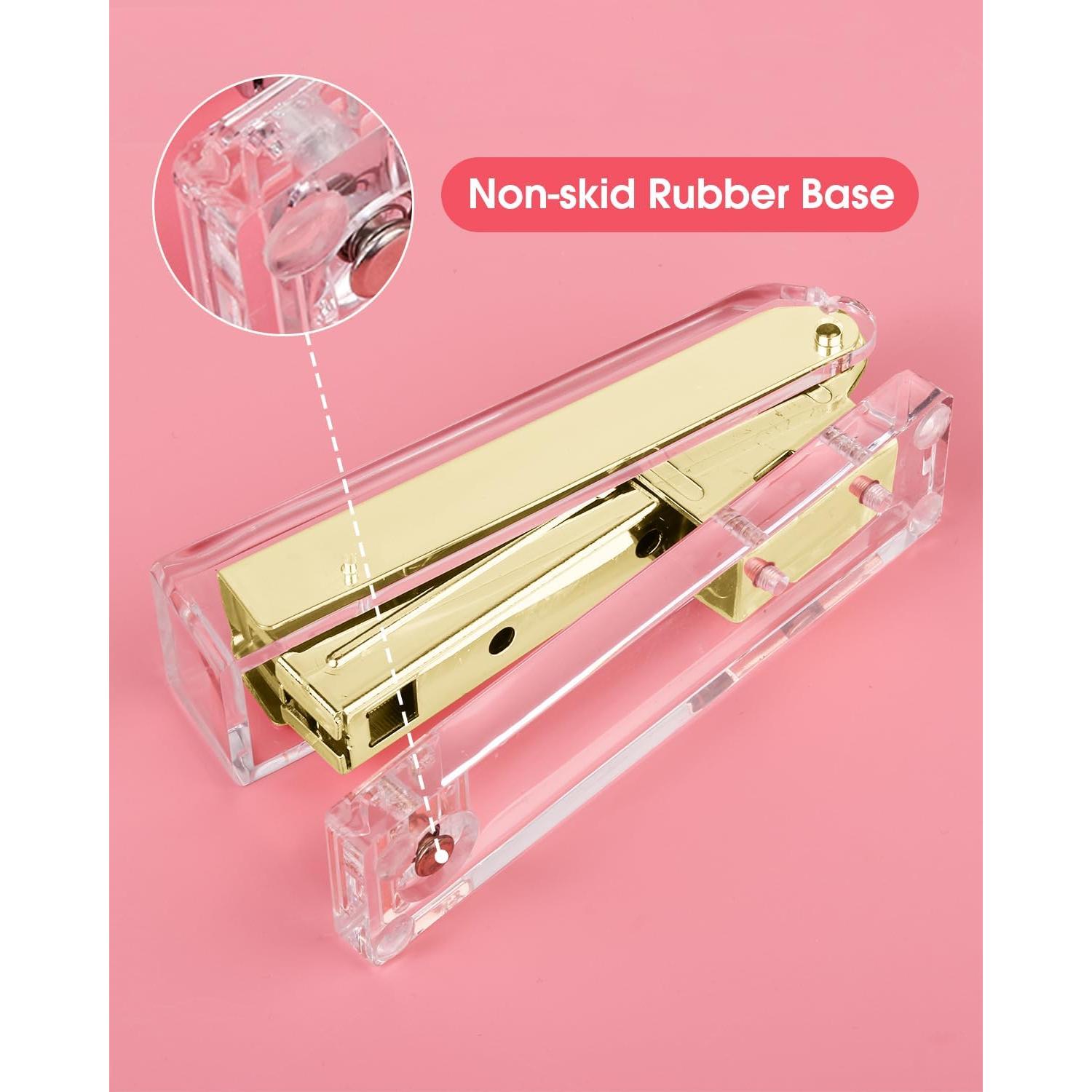 Grapadora Acrílica Transparente Honagu Dorado - Accesorio de Oficina