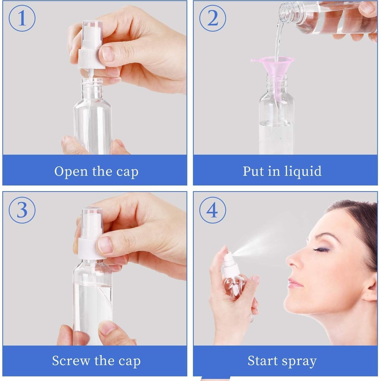 24 Botellas Mini Spray 60ml E-accexpert Recargables con Etiquetas