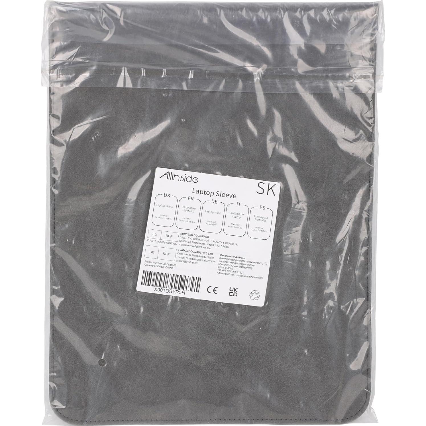 Funda para Laptop Allinside 13" Cuero Sintético Gris