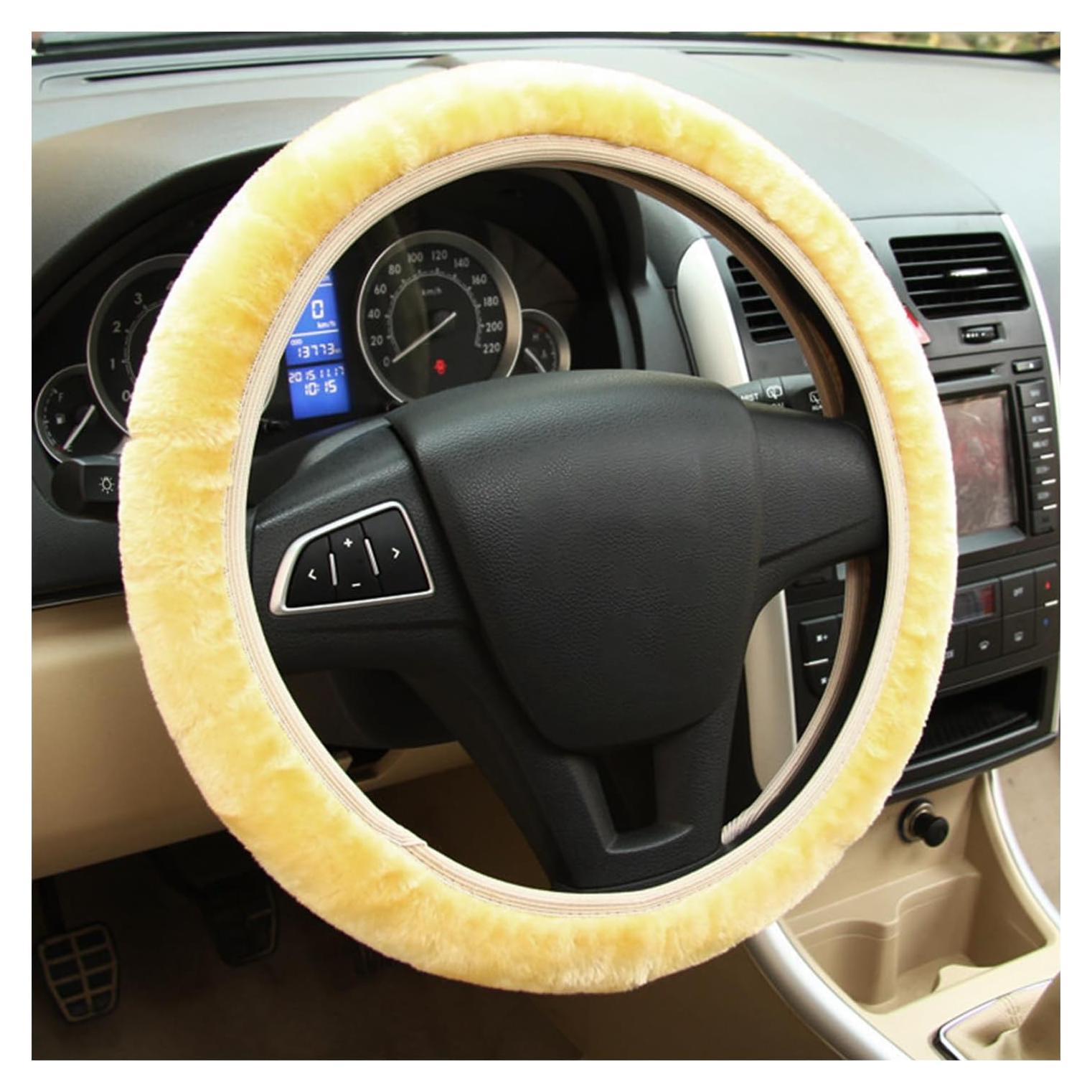 Cubierta de Volante de Felpa Ziciner 15'' Beige Antideslizante