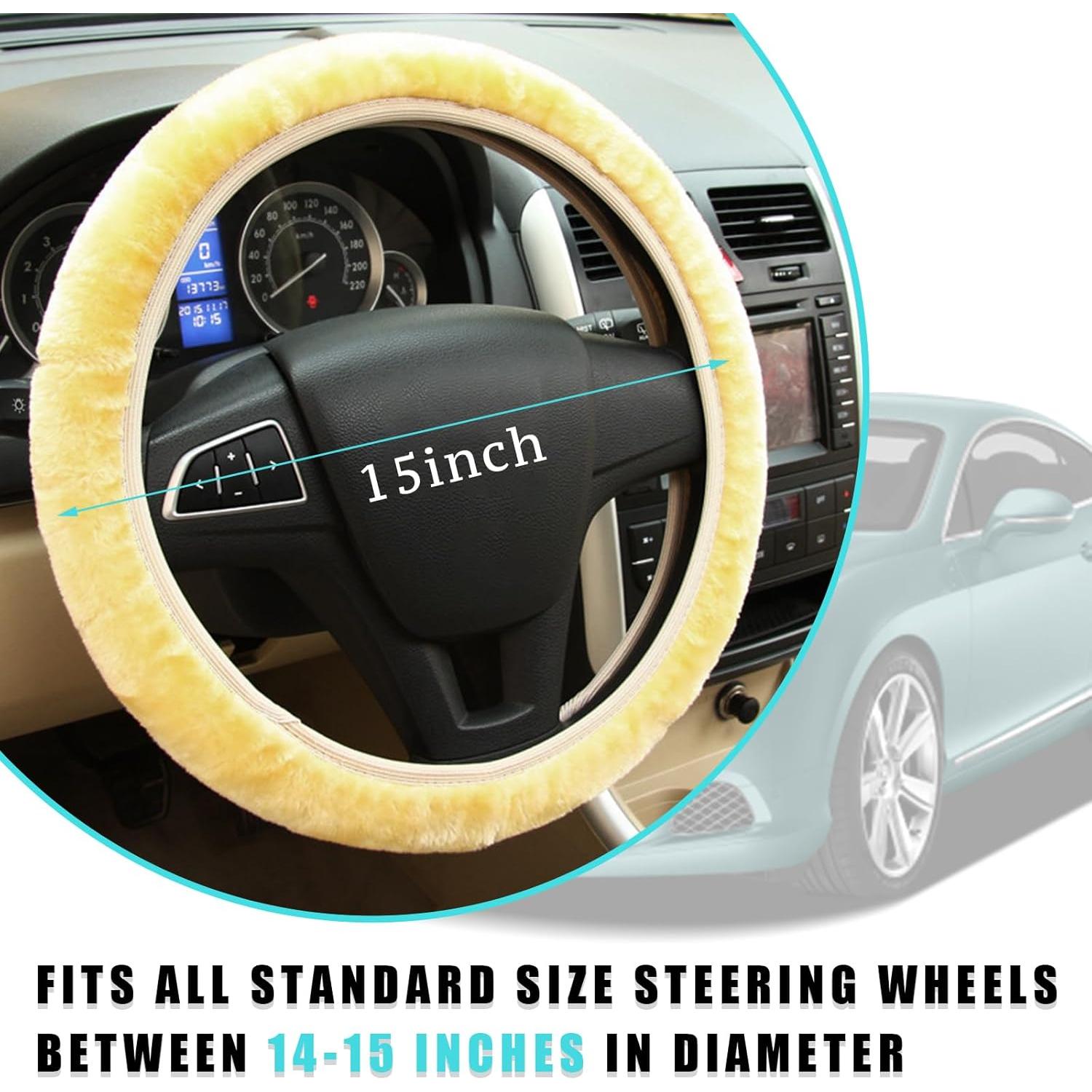 Cubierta de Volante de Felpa Ziciner 15'' Beige Antideslizante