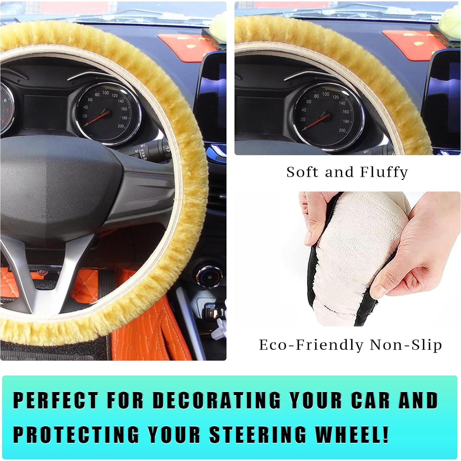 Cubierta de Volante de Felpa Ziciner 15'' Beige Antideslizante