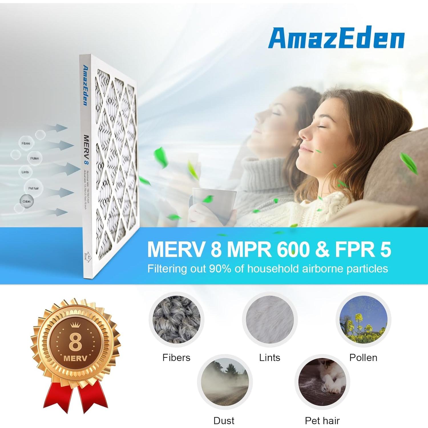 Filtro de Aire 10x10x1 MERV 8 AmazEden Paquete de 2