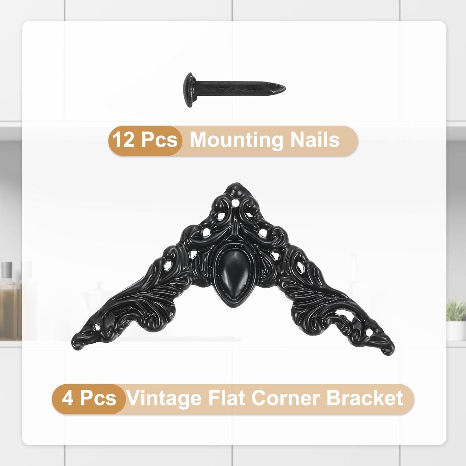 Soporte de Esquina Vintage uxcell 4 Pcs 5x5 cm Metal Zinc Negro