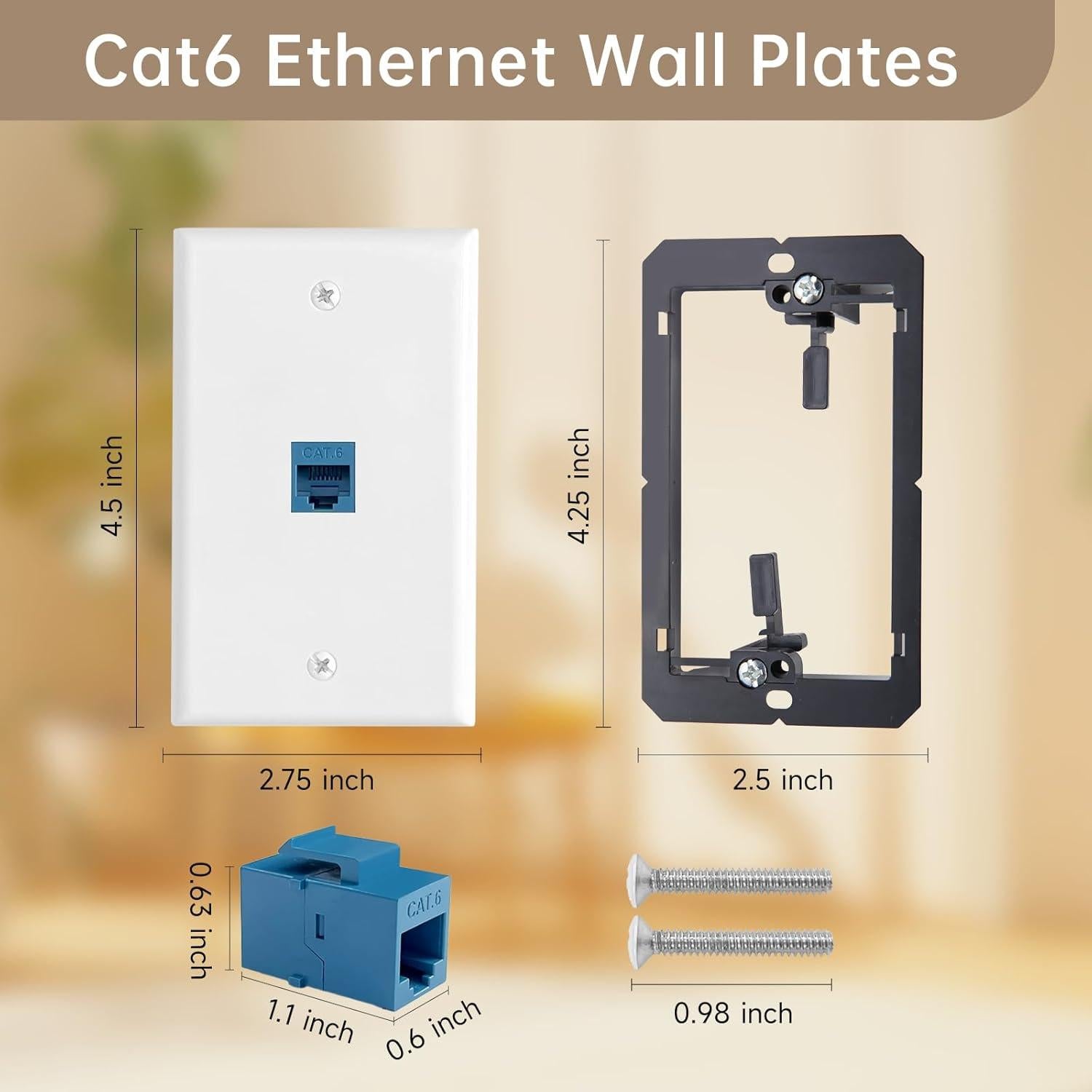 Placa de Pared Ethernet FANYINTY 1 Puerto Cat6 3 Paquetes