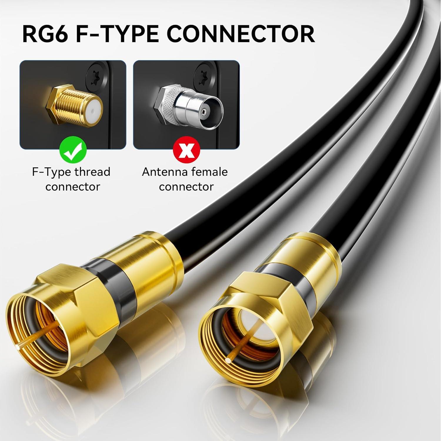 Cable Coaxial RG6 Nixsto 0.46m con Conector F de Oro