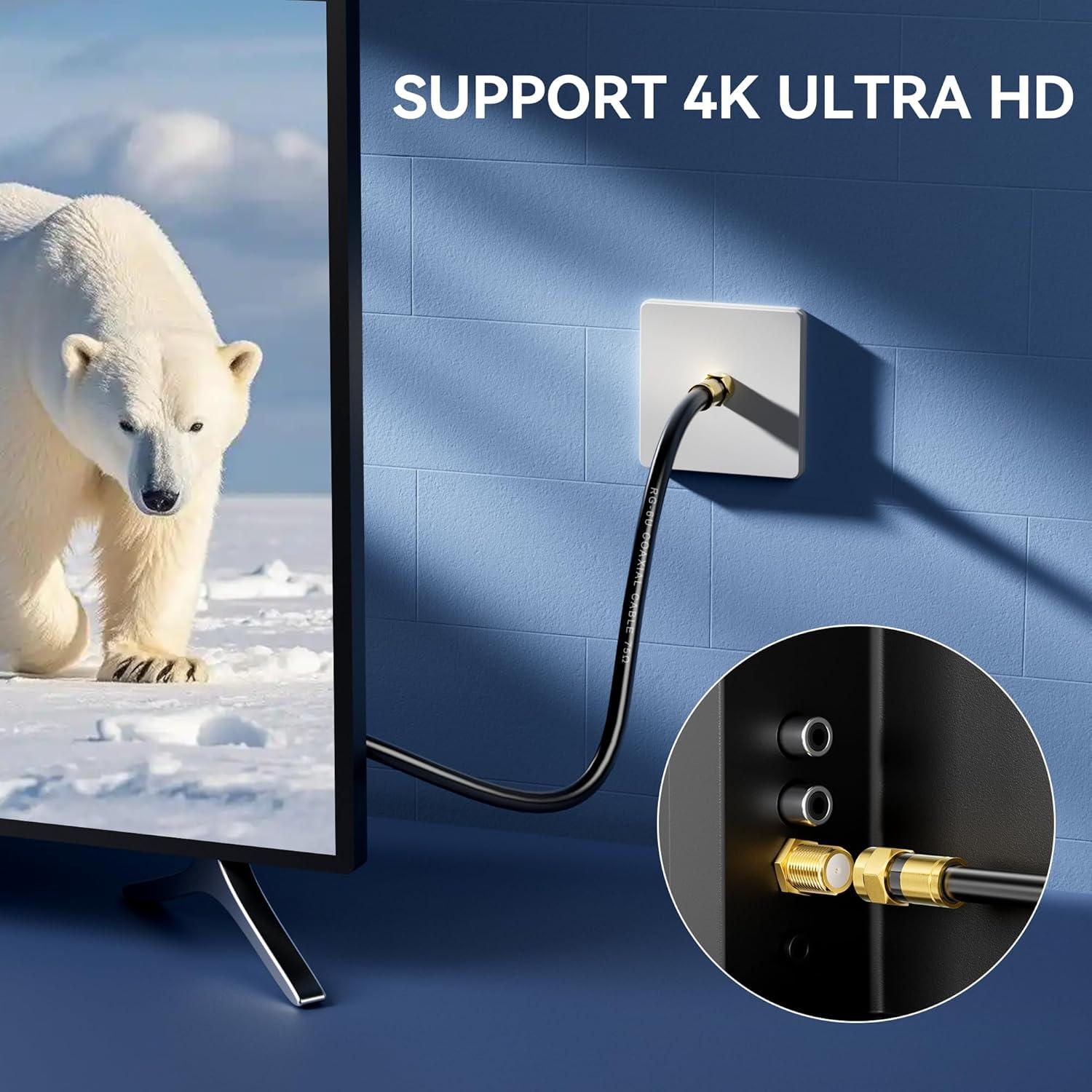 Cable Coaxial RG6 Nixsto 0.46m con Conector F de Oro