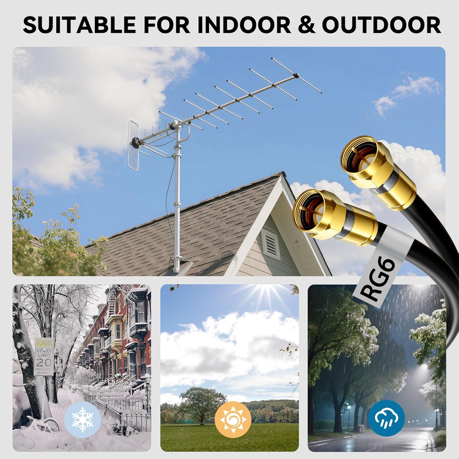 Cable Coaxial RG6 Nixsto 0.46m con Conector F de Oro