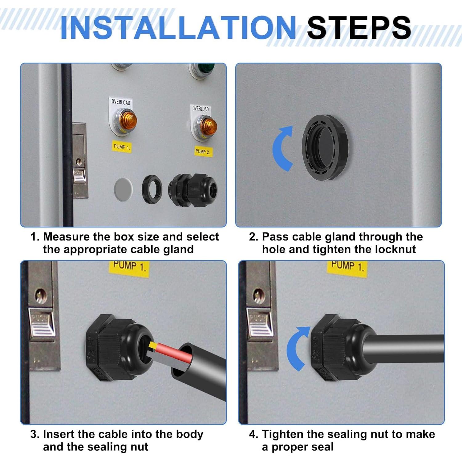 Conectores de Cable Impermeables uxcell NPT 1" Nylon 3 Piezas