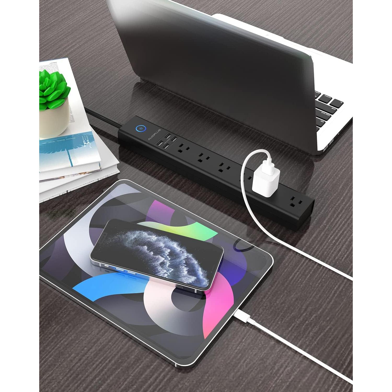 Regleta de Protección AUOPLUS 3M con 6 Salidas y 4 USB