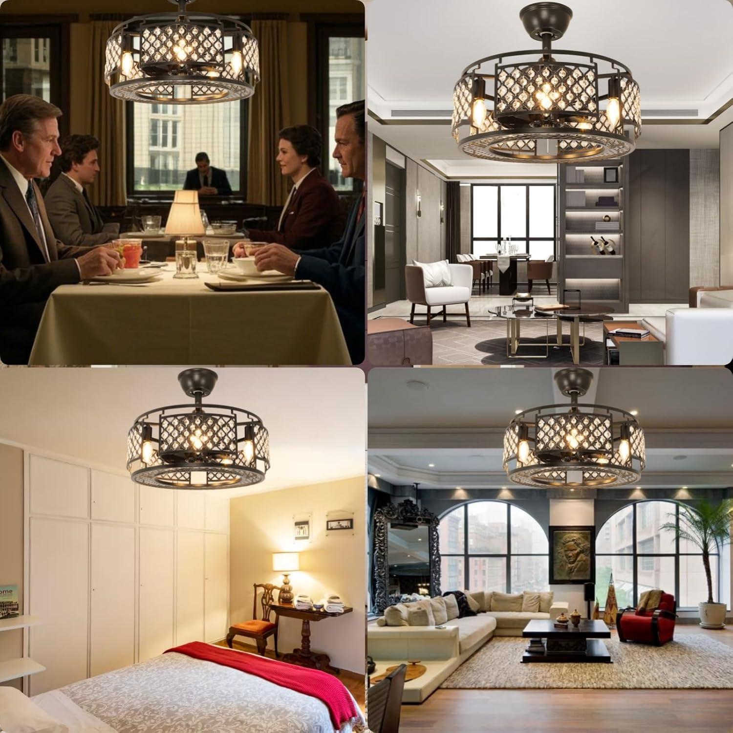 Ventilador de Techo DINGLILIGHTING 45 cm Sin Aspas con Luz