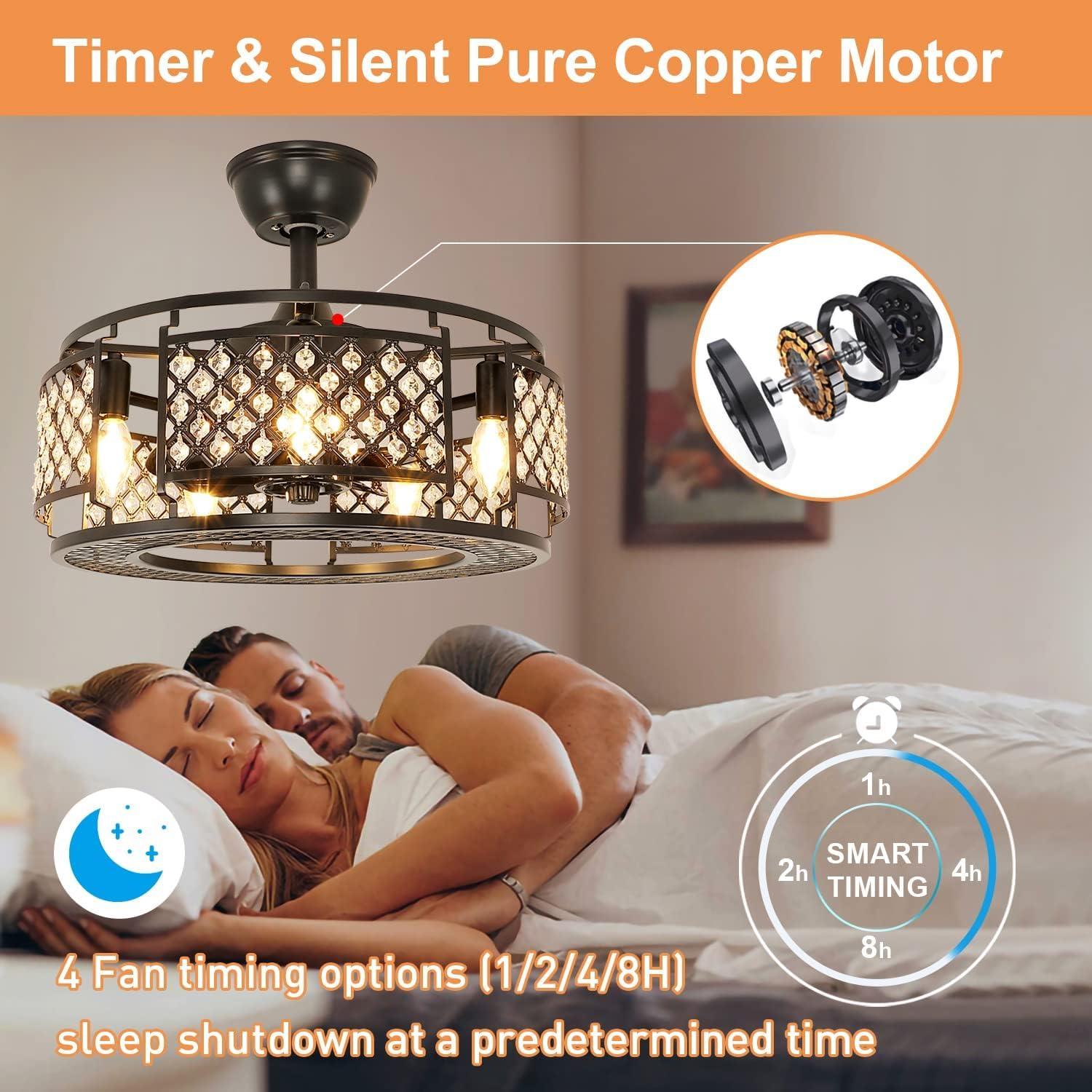 Ventilador de Techo DINGLILIGHTING 45 cm Sin Aspas con Luz