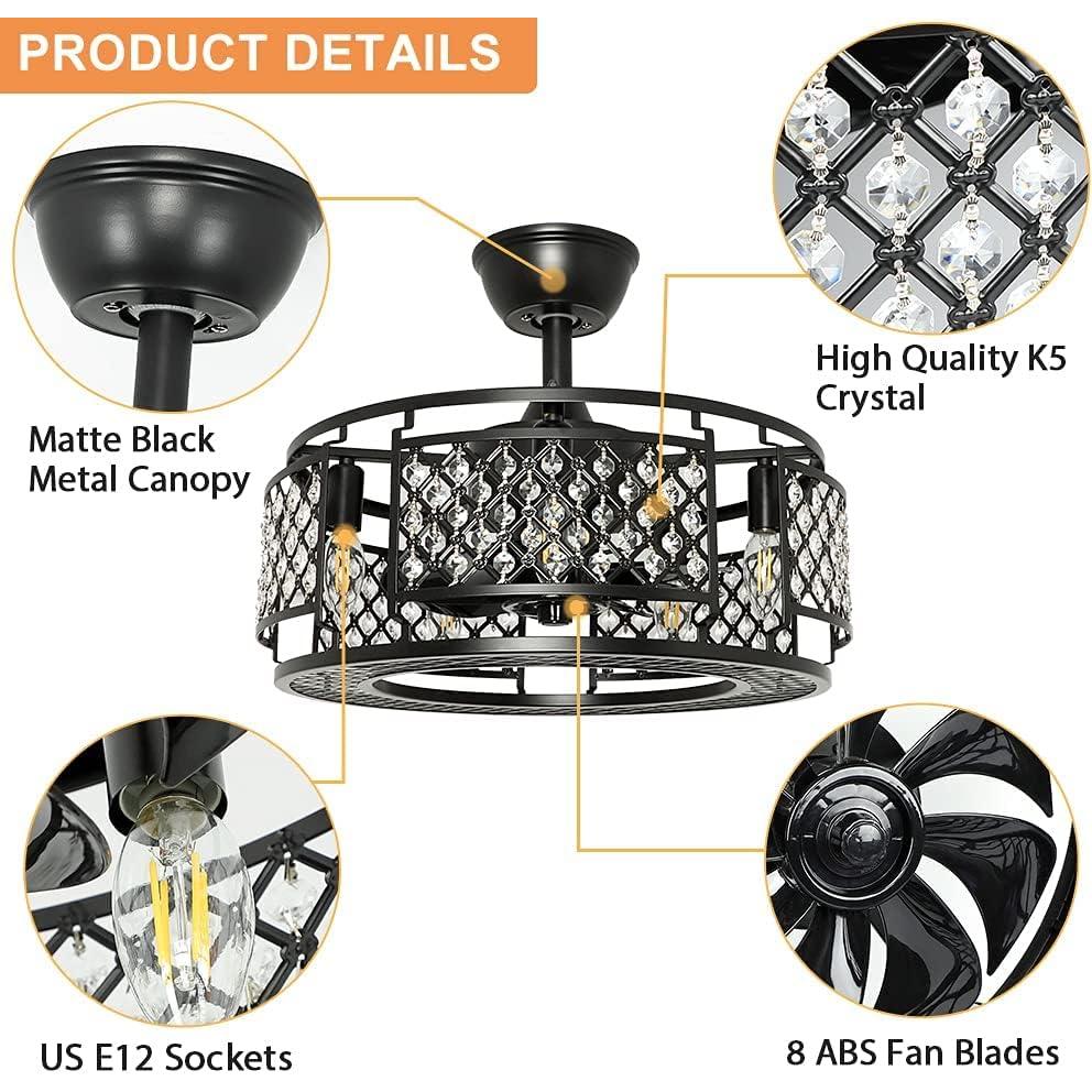 Ventilador de Techo DINGLILIGHTING 45 cm Sin Aspas con Luz