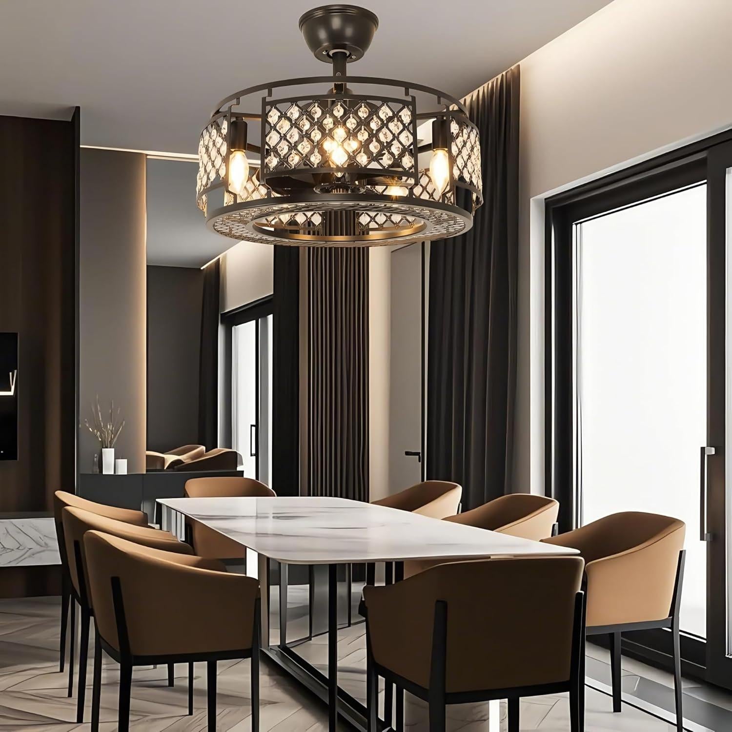 Ventilador de Techo DINGLILIGHTING 45 cm Sin Aspas con Luz