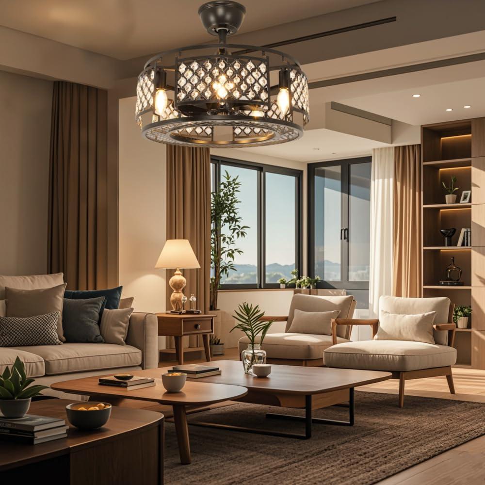 Ventilador de Techo DINGLILIGHTING 45 cm Sin Aspas con Luz