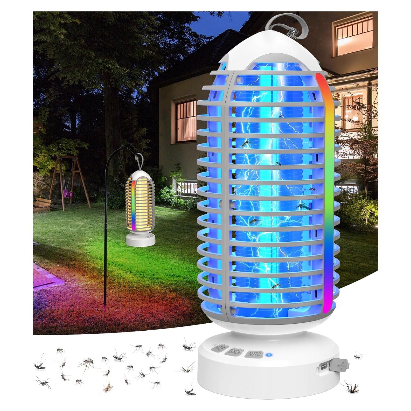 Trampa de Insectos Eléctrica ZECHUAN 4000mAh Gris para Jardín