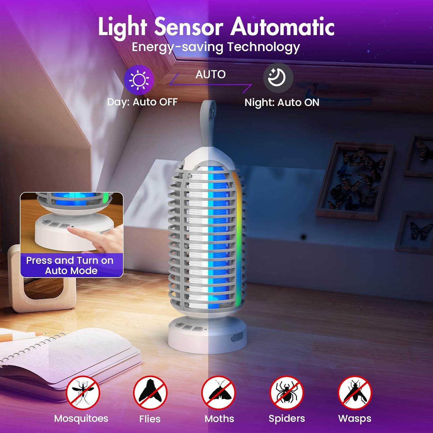 Trampa de Insectos Eléctrica ZECHUAN 4000mAh Gris para Jardín