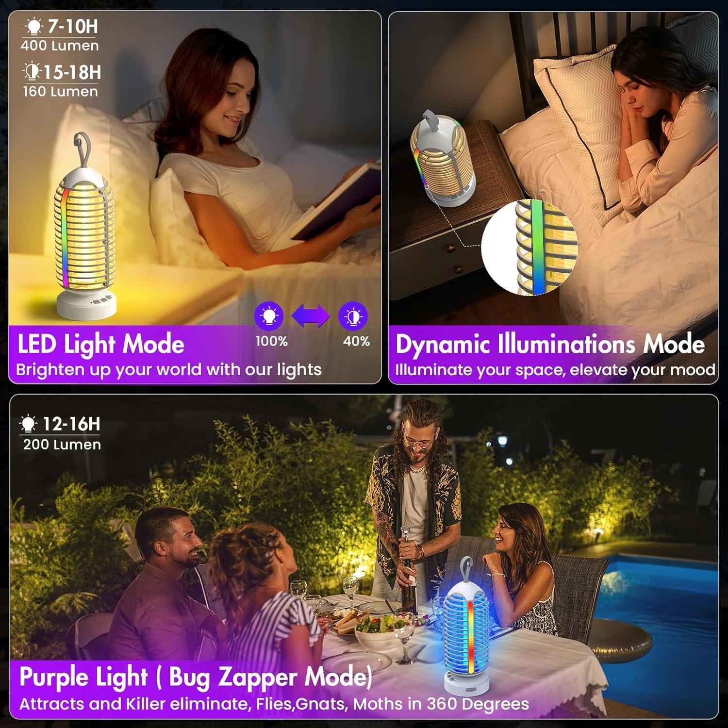 Trampa de Insectos Eléctrica ZECHUAN 4000mAh Gris para Jardín