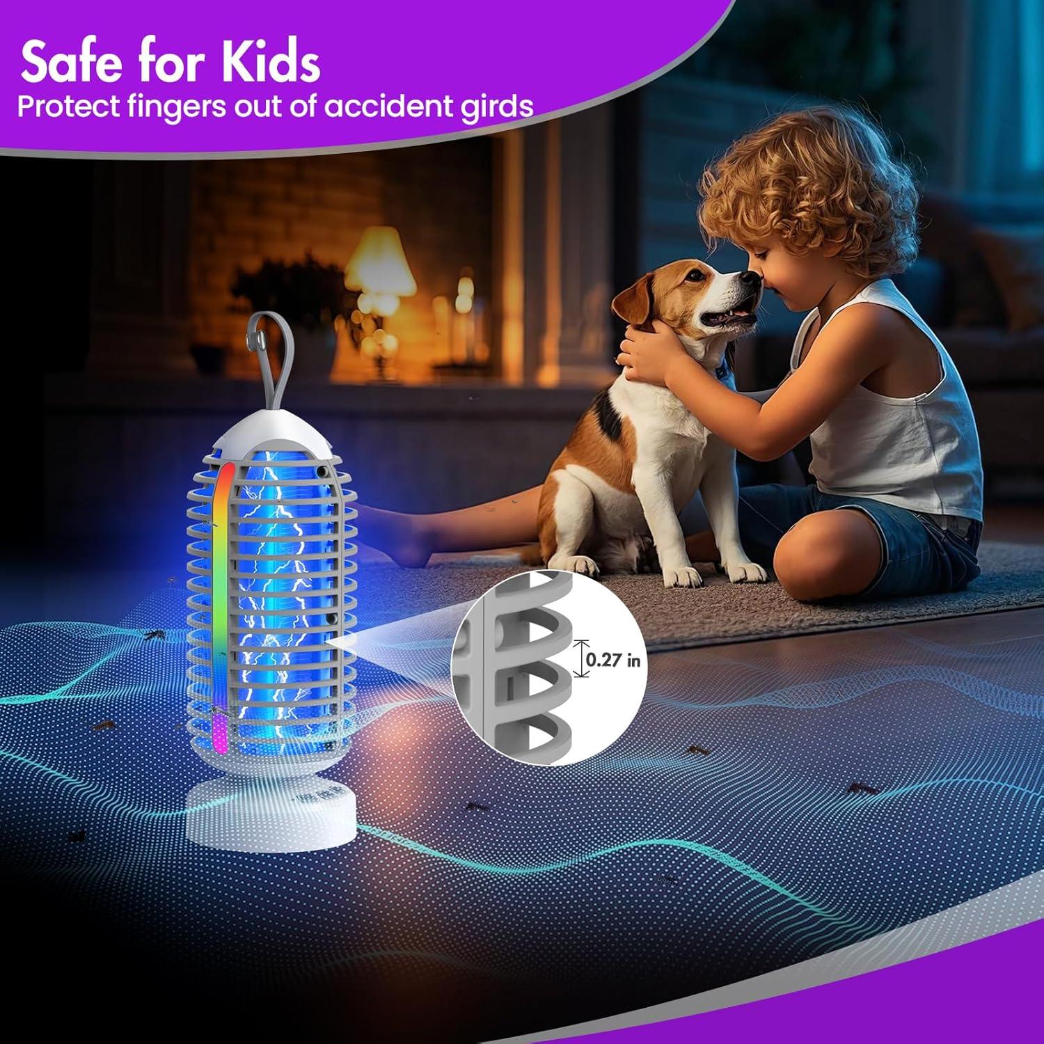 Trampa de Insectos Eléctrica ZECHUAN 4000mAh Gris para Jardín