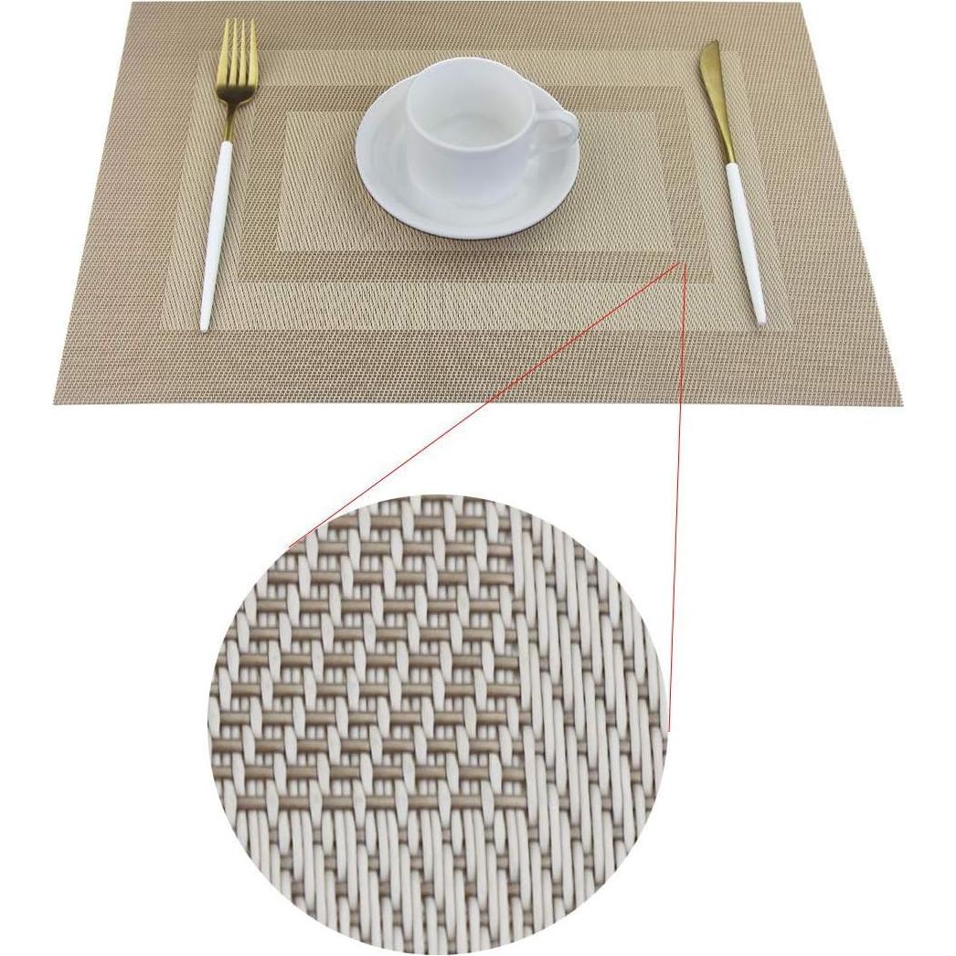 Juego de 6 Manteles de Vinilo PIGCHCY Beige Antideslizantes