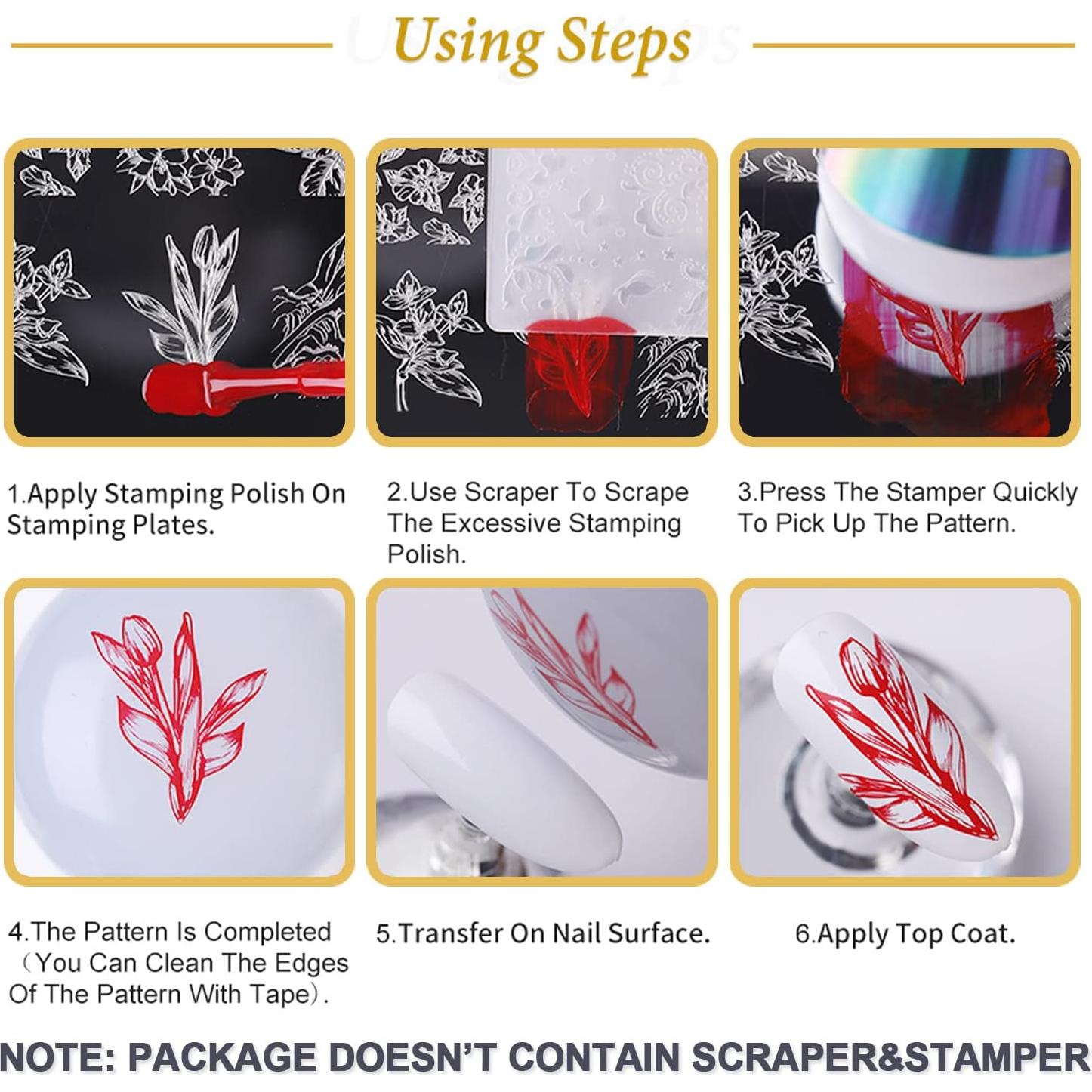 Placas de Estampado de Uñas San Valentín 6 Piezas FaCai