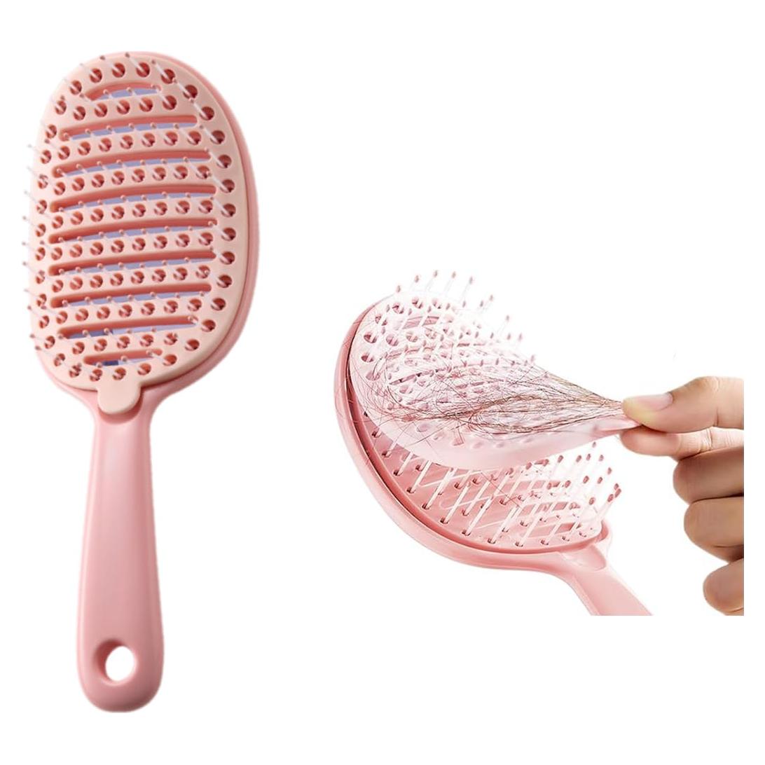 Cepillo Desenredante Curvado Xinqirity Rosa - Autolimpiante y Secado Rápido