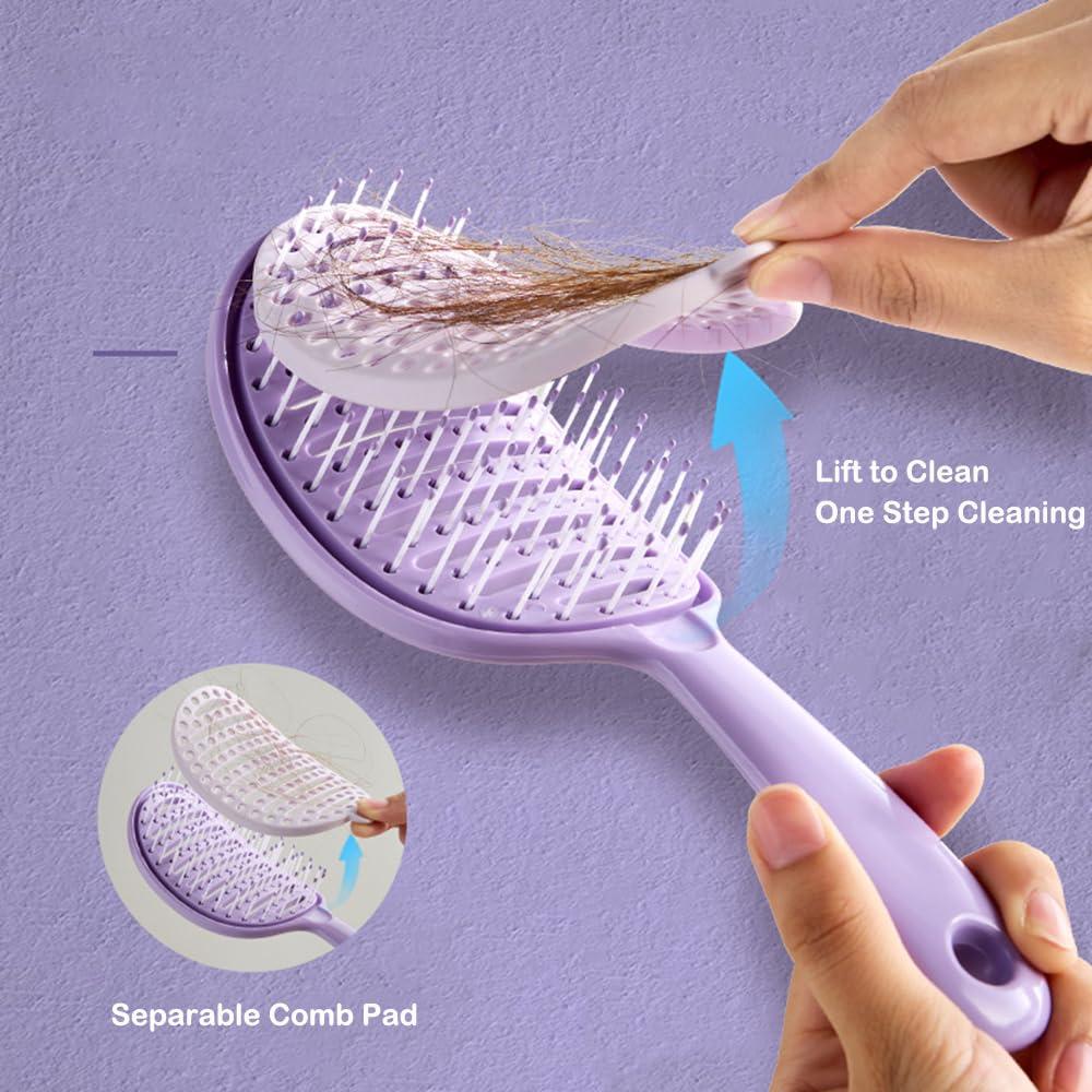 Cepillo Desenredante Curvado Xinqirity Rosa - Autolimpiante y Secado Rápido