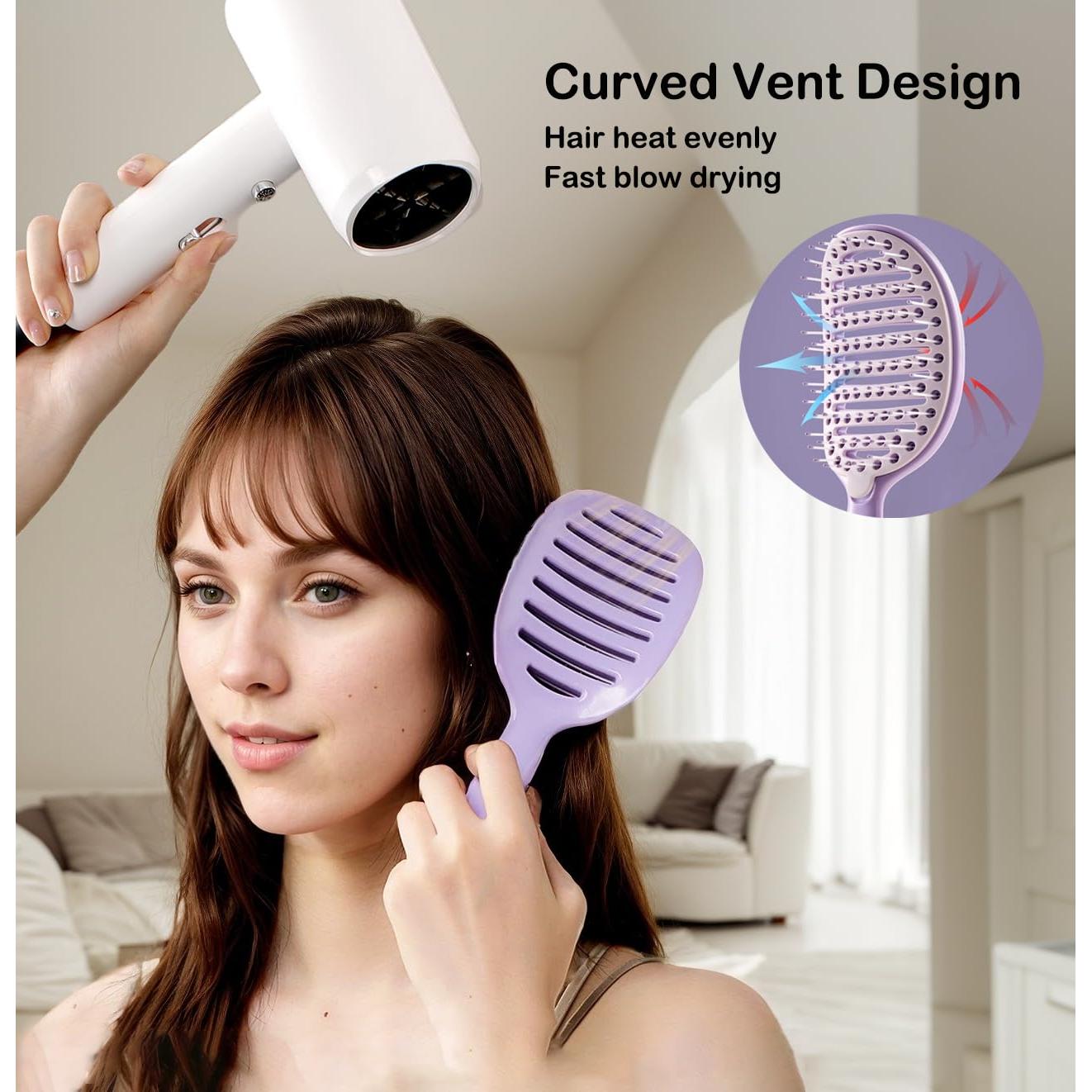 Cepillo Desenredante Curvado Xinqirity Rosa - Autolimpiante y Secado Rápido