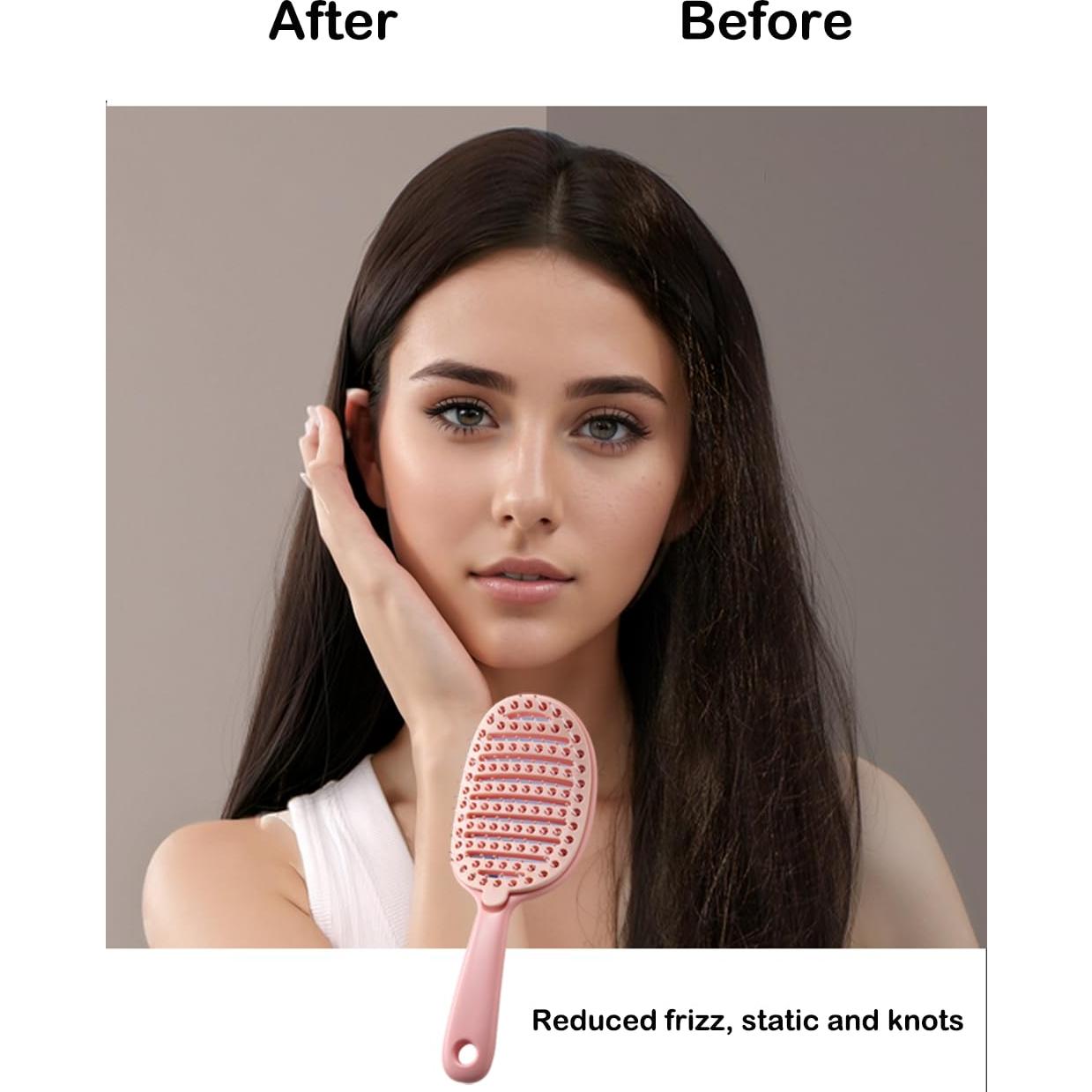 Cepillo Desenredante Curvado Xinqirity Rosa - Autolimpiante y Secado Rápido