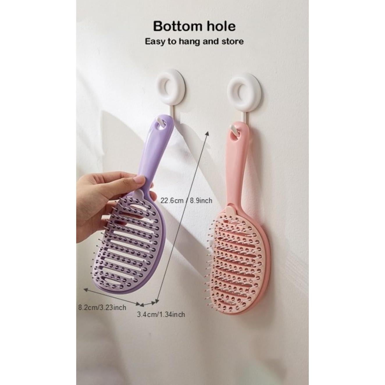 Cepillo Desenredante Curvado Xinqirity Rosa - Autolimpiante y Secado Rápido