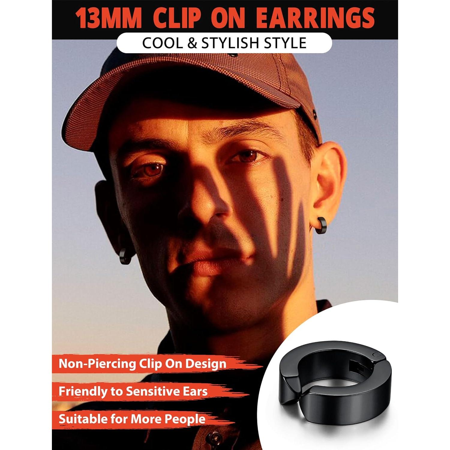 Pendientes de Clip de Acero Inoxidable Jstyle para Hombres y Mujeres