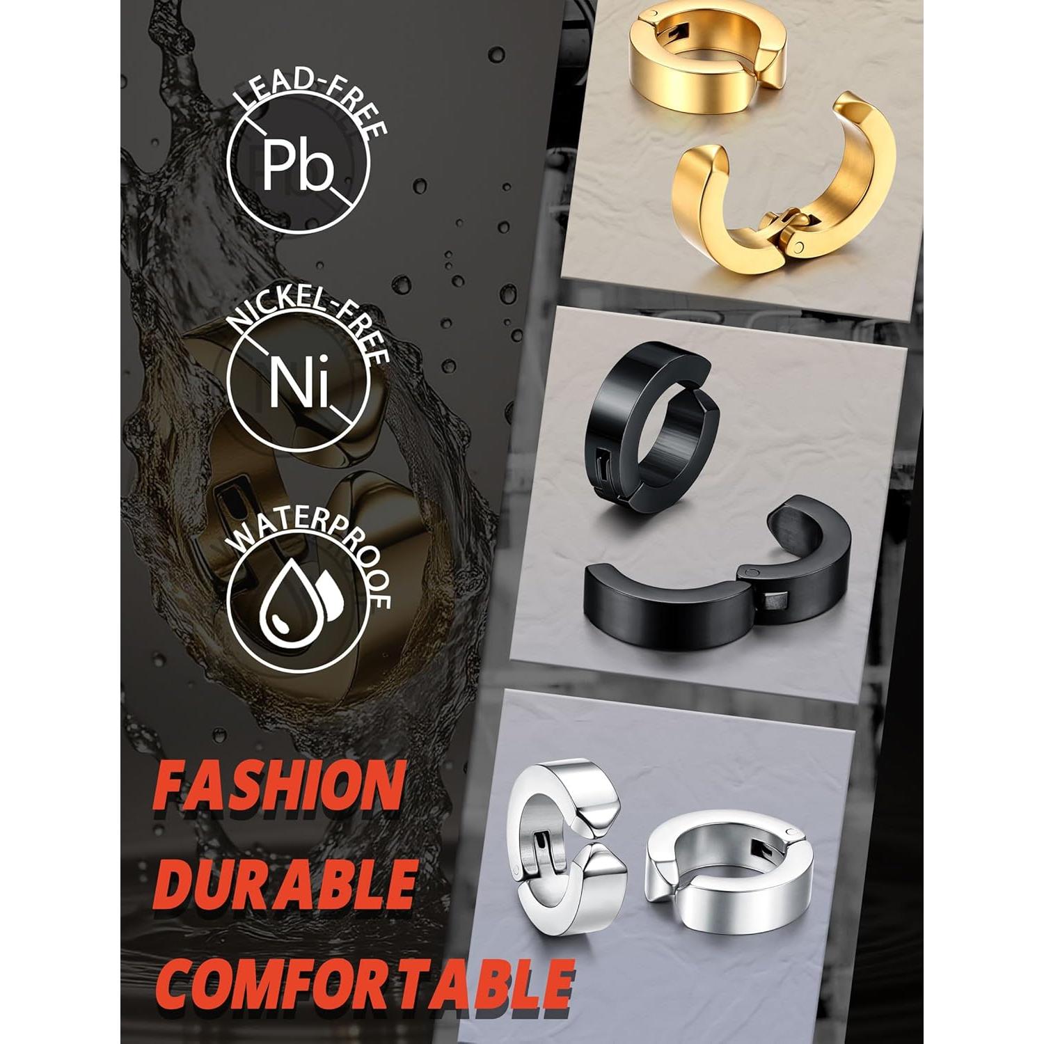 Pendientes de Clip de Acero Inoxidable Jstyle para Hombres y Mujeres