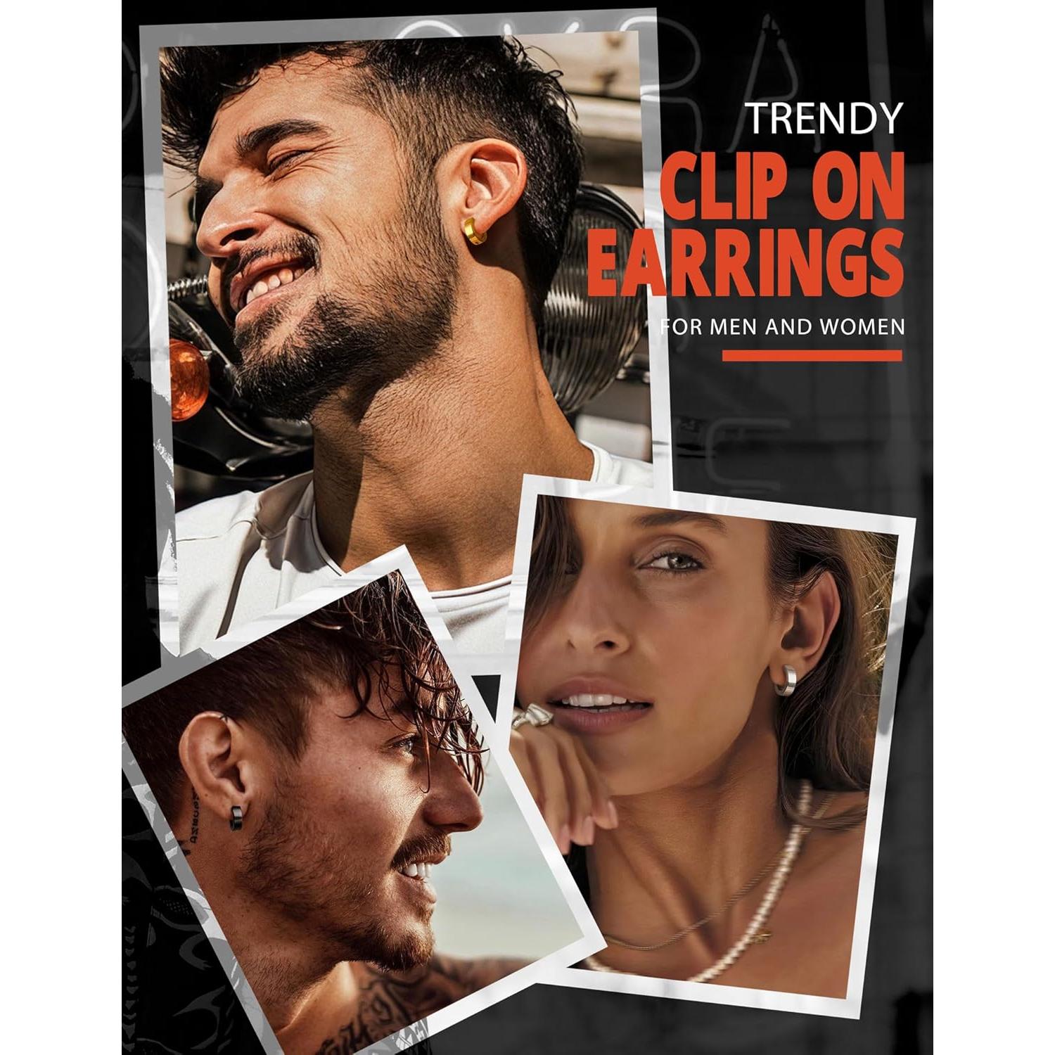 Pendientes de Clip de Acero Inoxidable Jstyle para Hombres y Mujeres