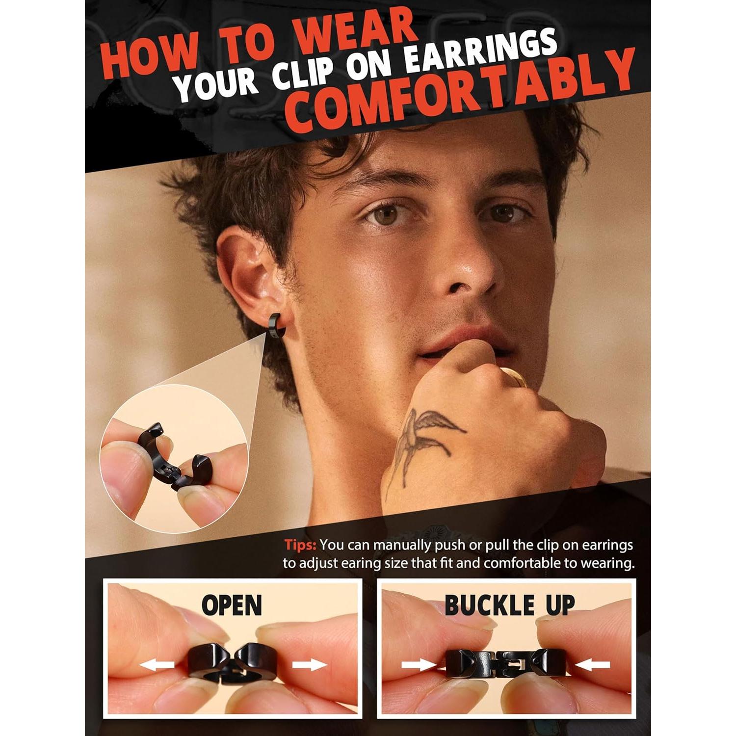 Pendientes de Clip de Acero Inoxidable Jstyle para Hombres y Mujeres