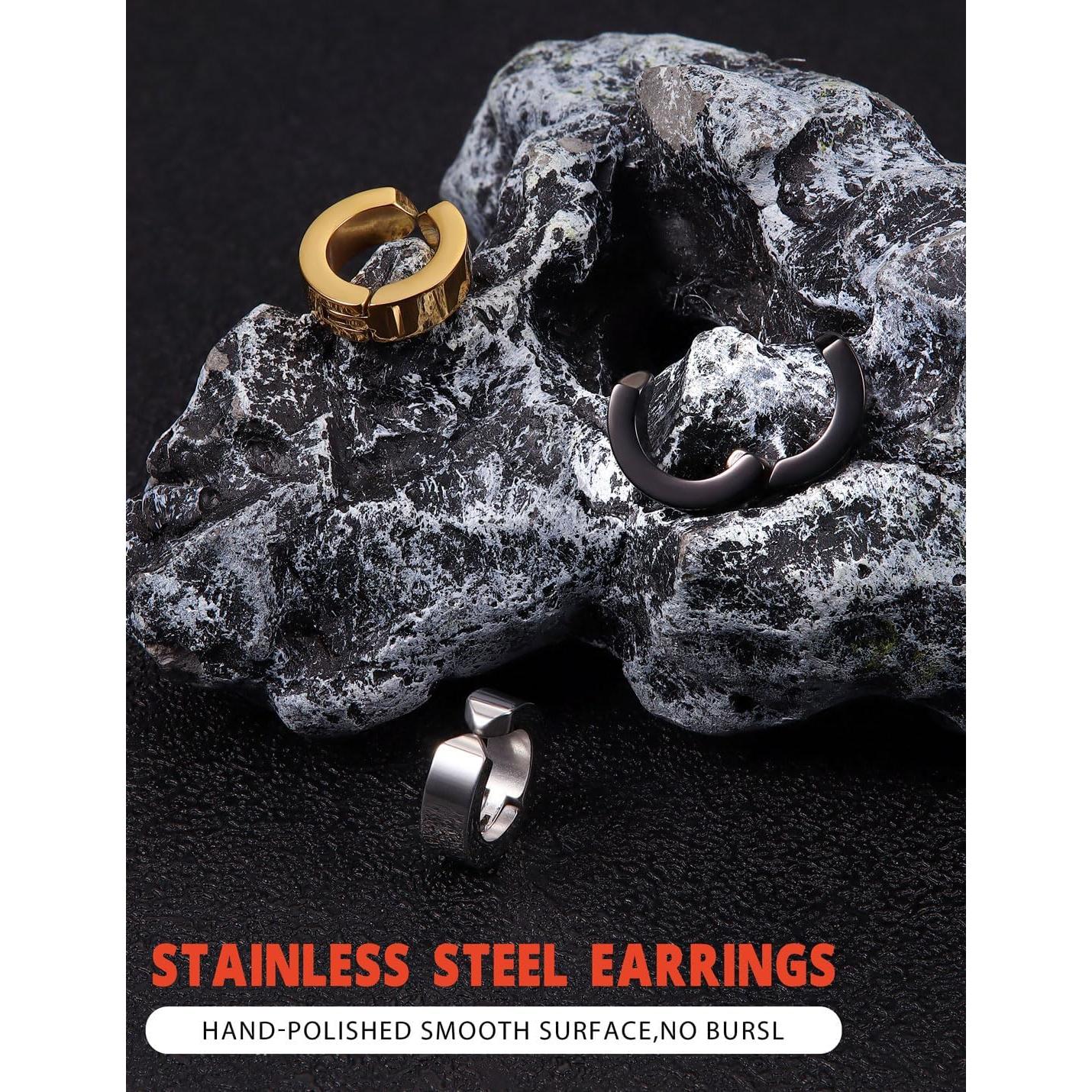 Pendientes de Clip de Acero Inoxidable Jstyle para Hombres y Mujeres