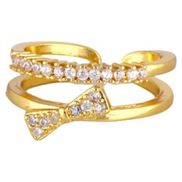 Anillo de oro 18K ajustable para mujer en forma de corazón con zirconio