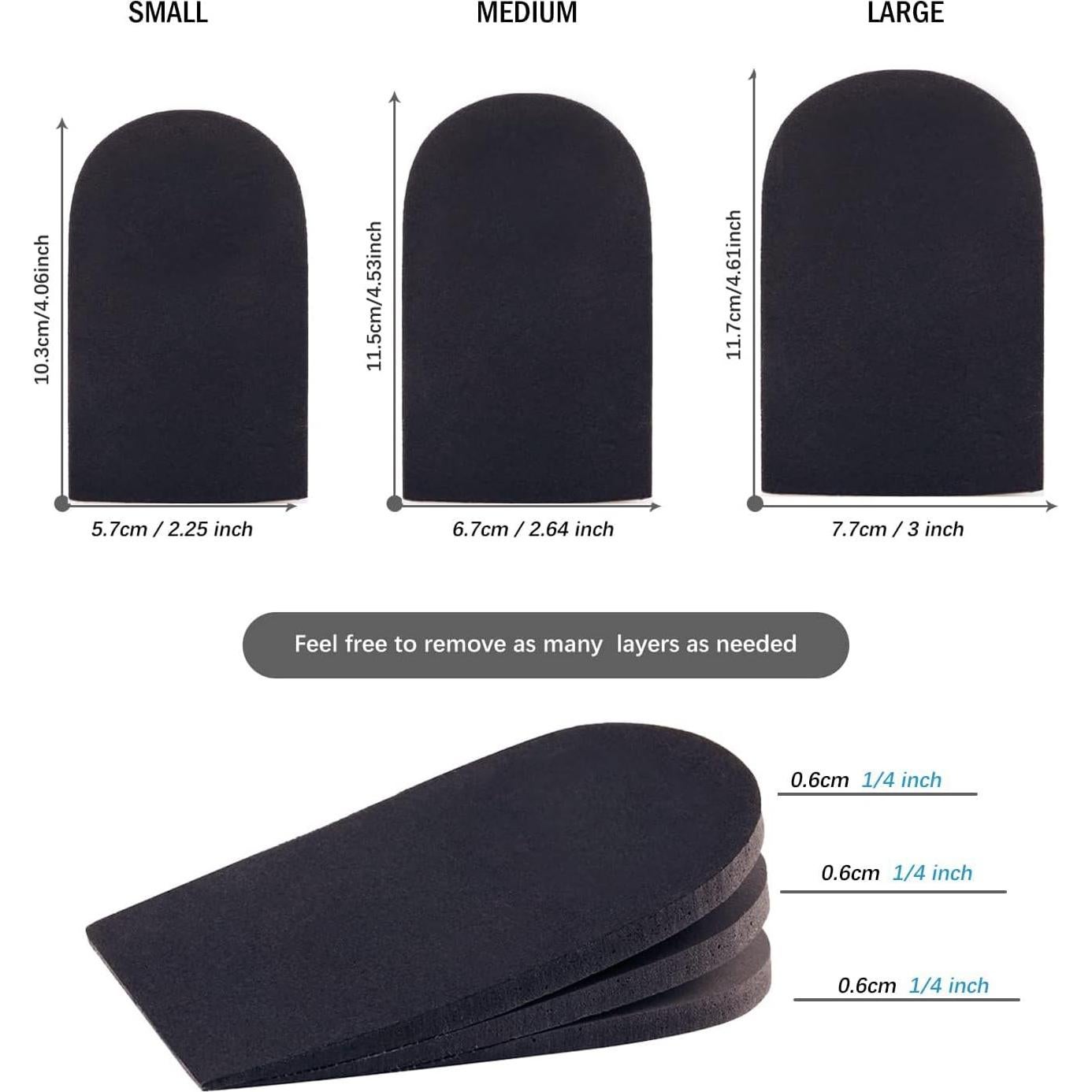 Elevadores de Talón Ajustables SIIHEA - 1/4" (0.64 cm) - Negro