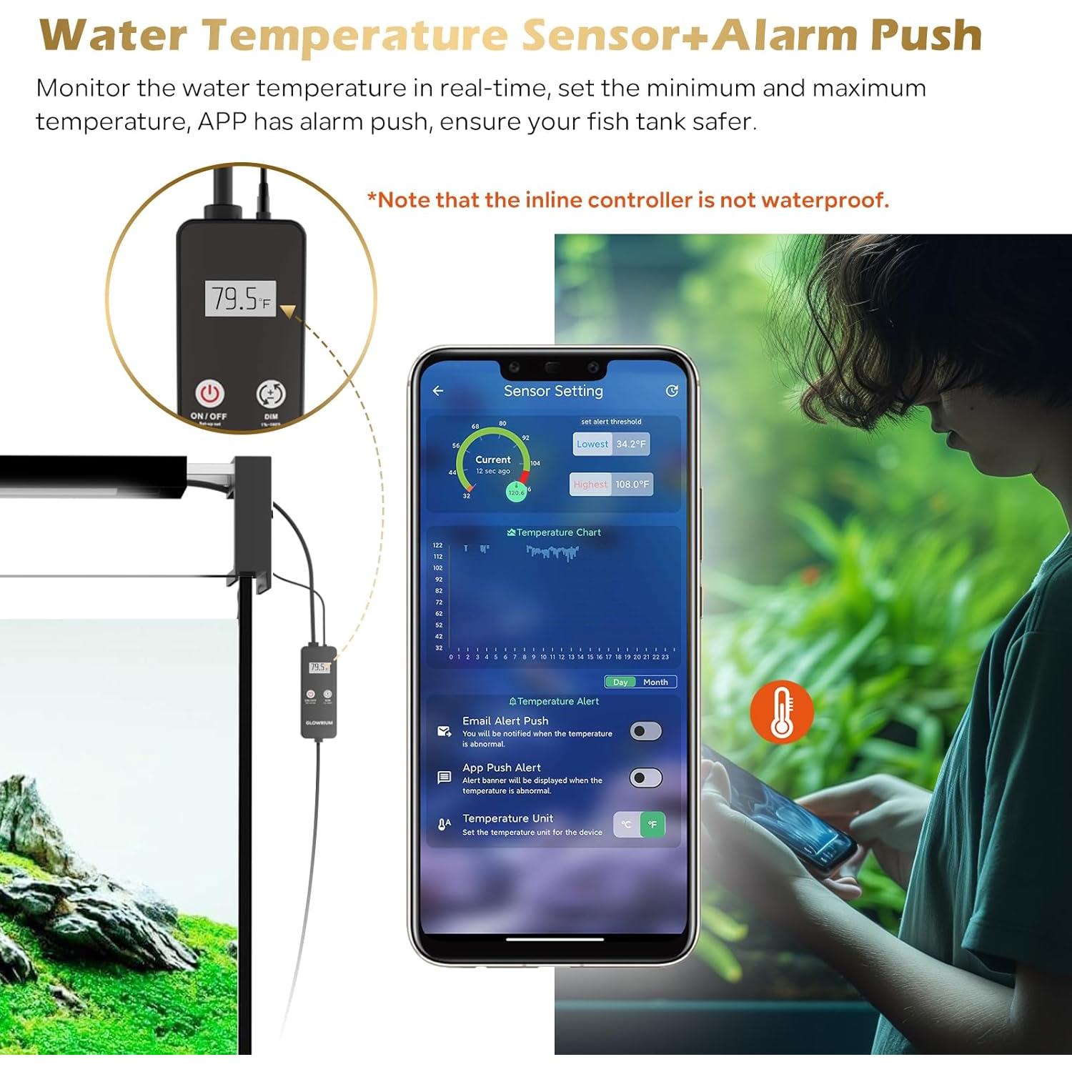 Luz de Acuario GLOWRIUM 58 cm Control Bluetooth y WiFi