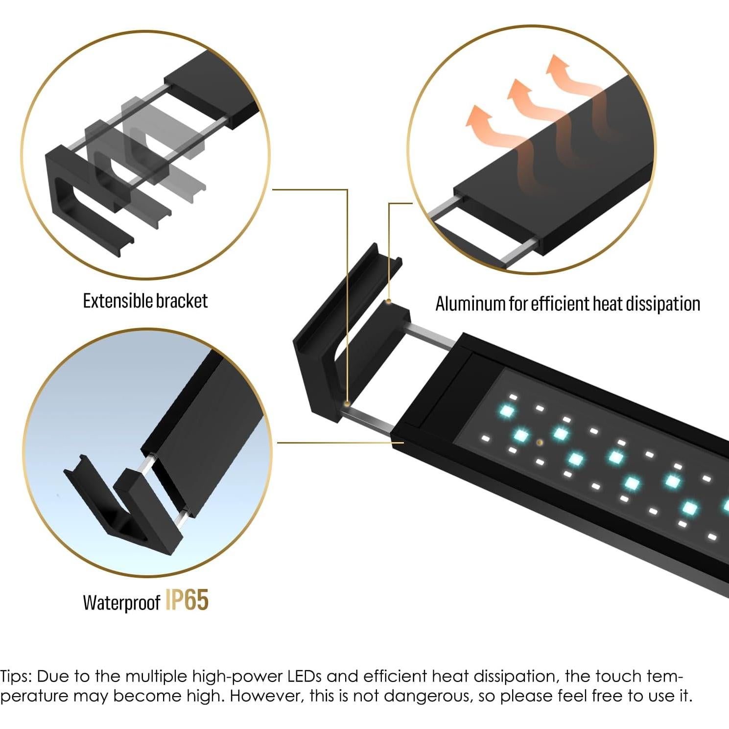 Luz de Acuario GLOWRIUM 58 cm Control Bluetooth y WiFi