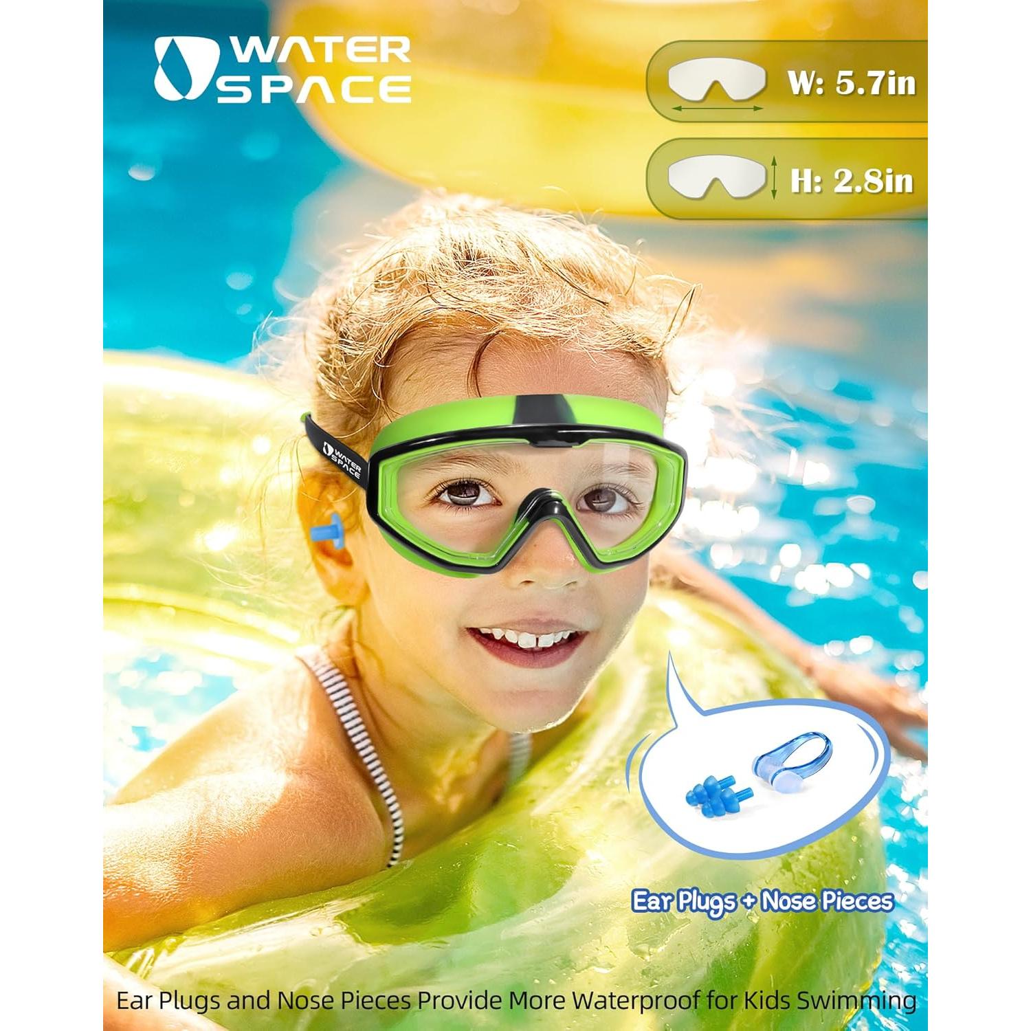 Gafas de Natación para Niños 3-15 años Anti-vaho UV Verde/Rosa