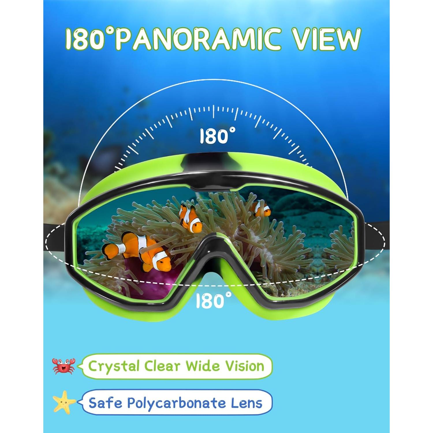 Gafas de Natación para Niños 3-15 años Anti-vaho UV Verde/Rosa