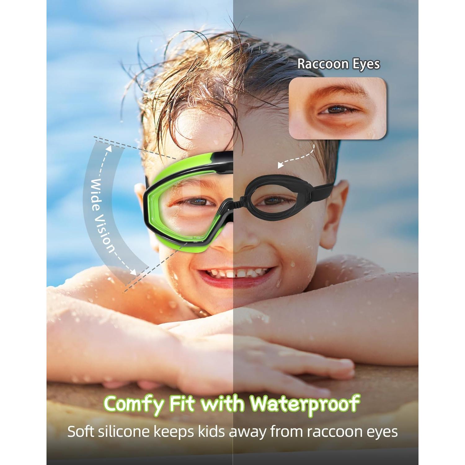 Gafas de Natación para Niños 3-15 años Anti-vaho UV Verde/Rosa