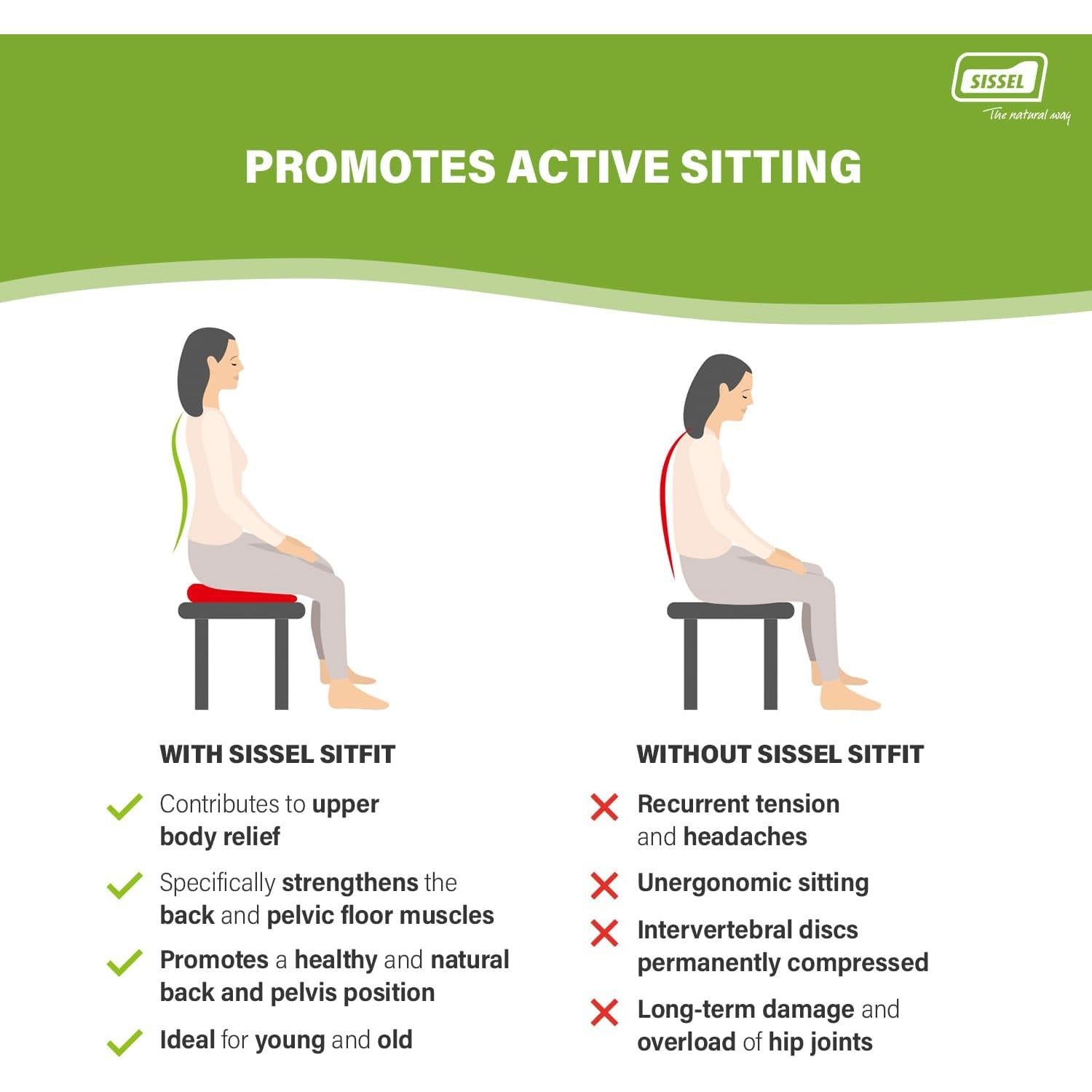 Cojín de Postura Activa Sissel SitFit Plus 37 cm Negro