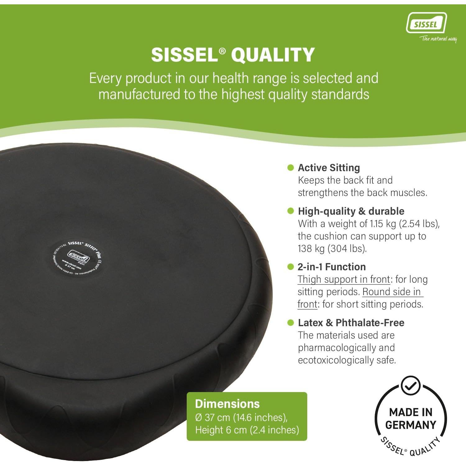 Cojín de Postura Activa Sissel SitFit Plus 37 cm Negro